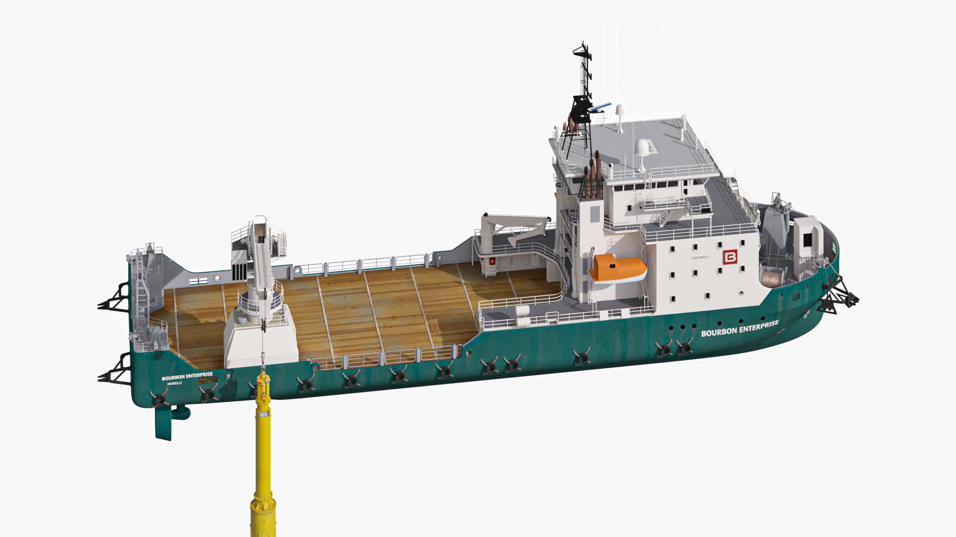 Construction Vessel and Marine Hydraulic Pile Hammer 3D
