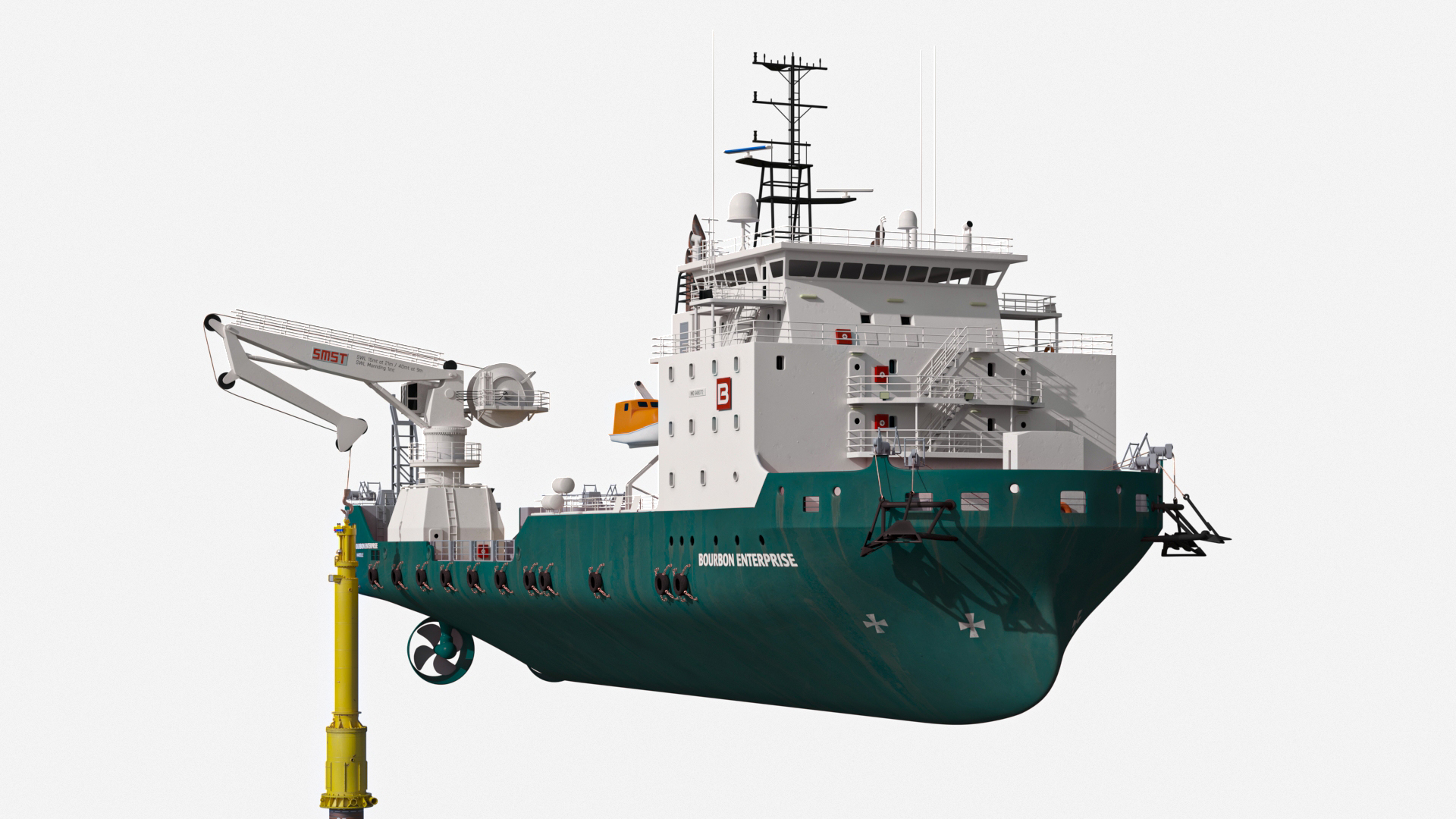 Construction Vessel and Marine Hydraulic Pile Hammer 3D