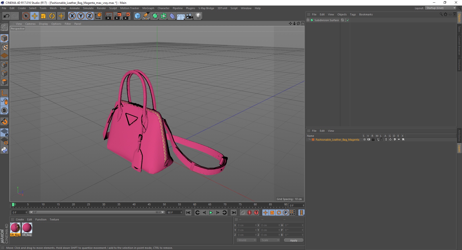 3D Fashionable Leather Bag Magenta