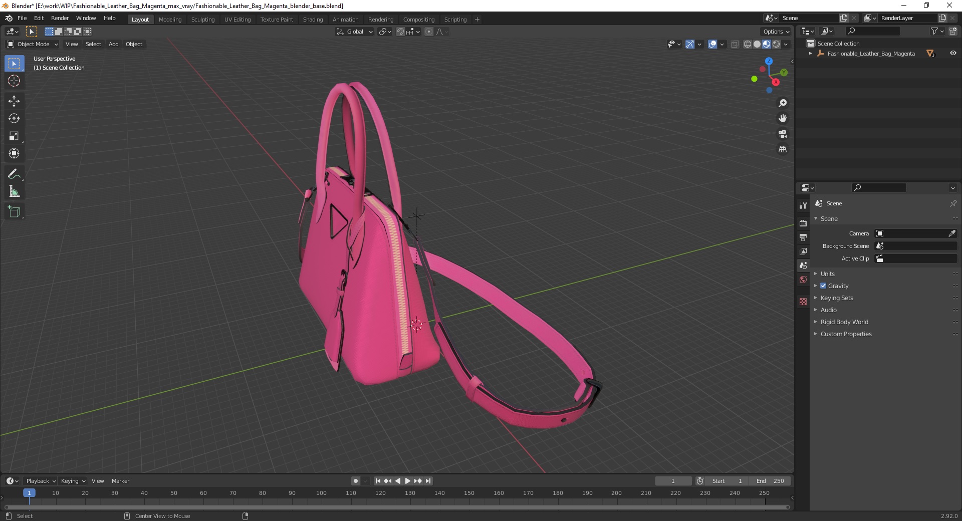 3D Fashionable Leather Bag Magenta