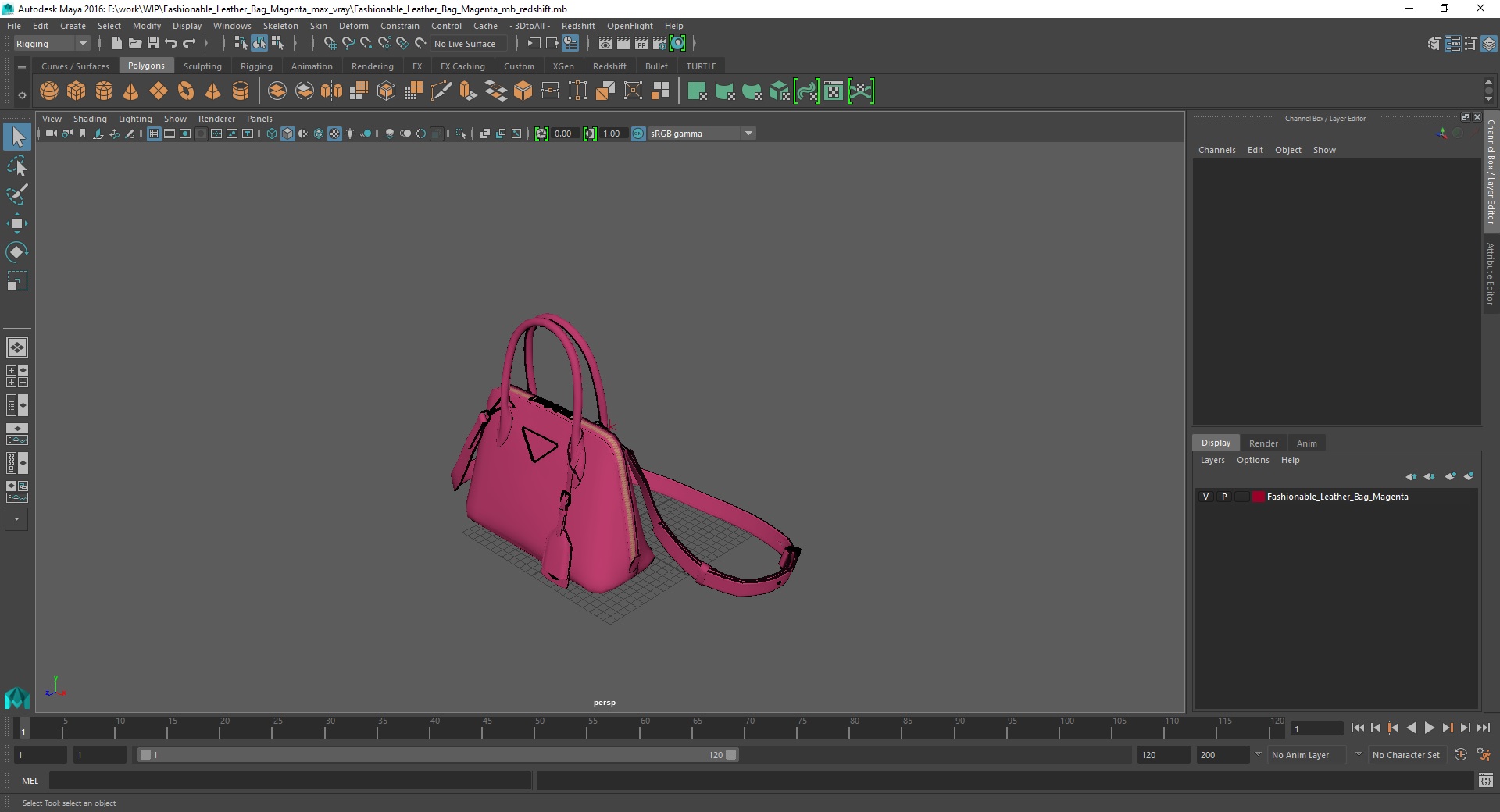 3D Fashionable Leather Bag Magenta