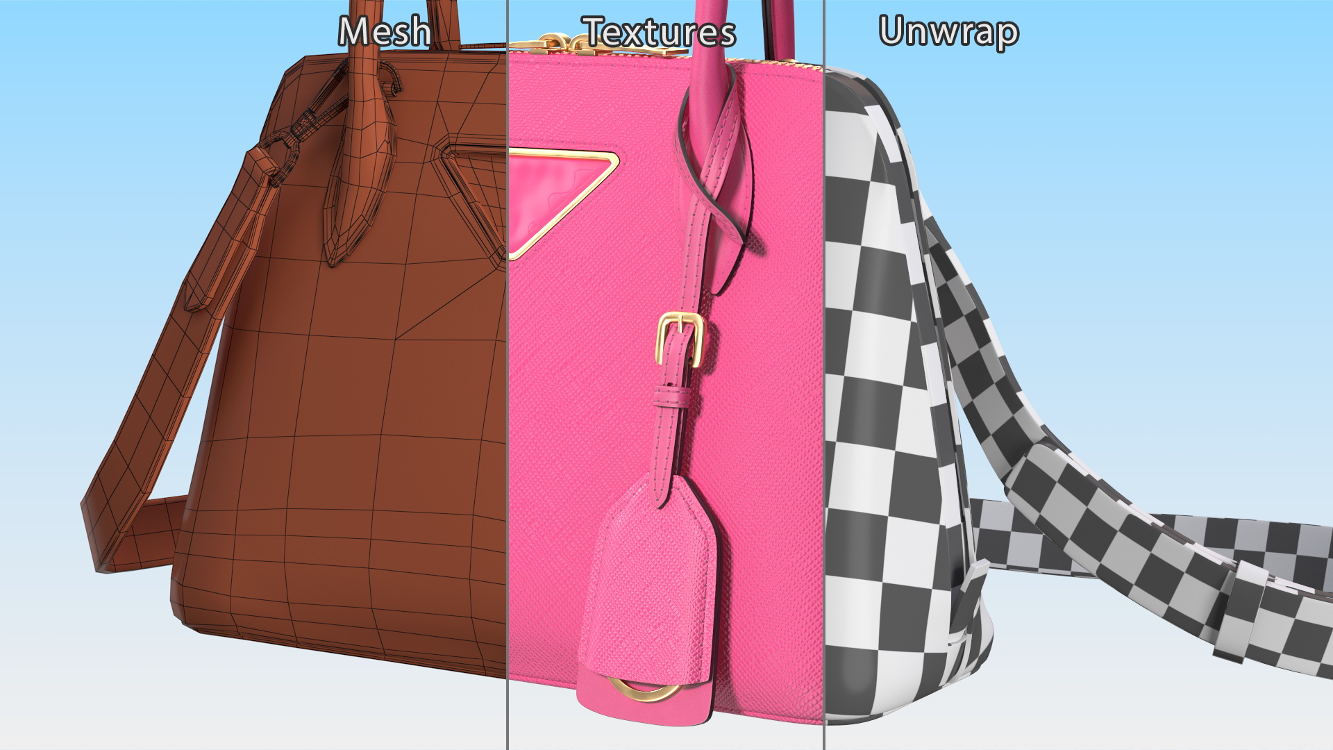 3D Fashionable Leather Bag Magenta