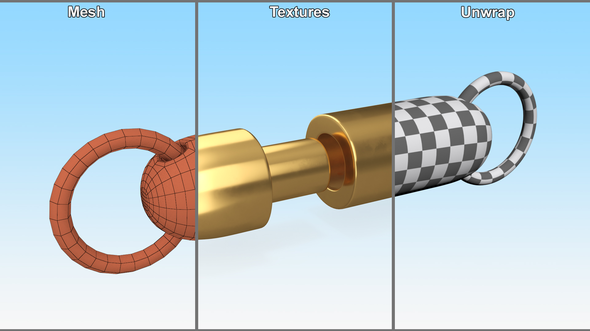 3D Magnetic Bracelet Clasp Gold model
