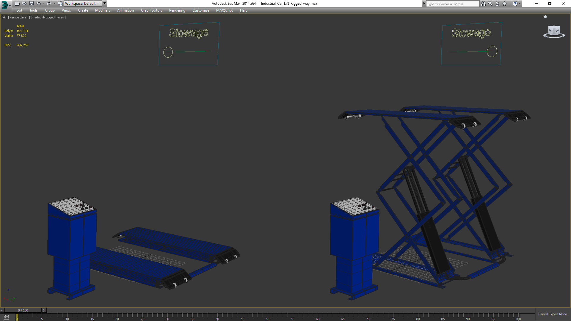 3D Industrial Car Lift Rigged