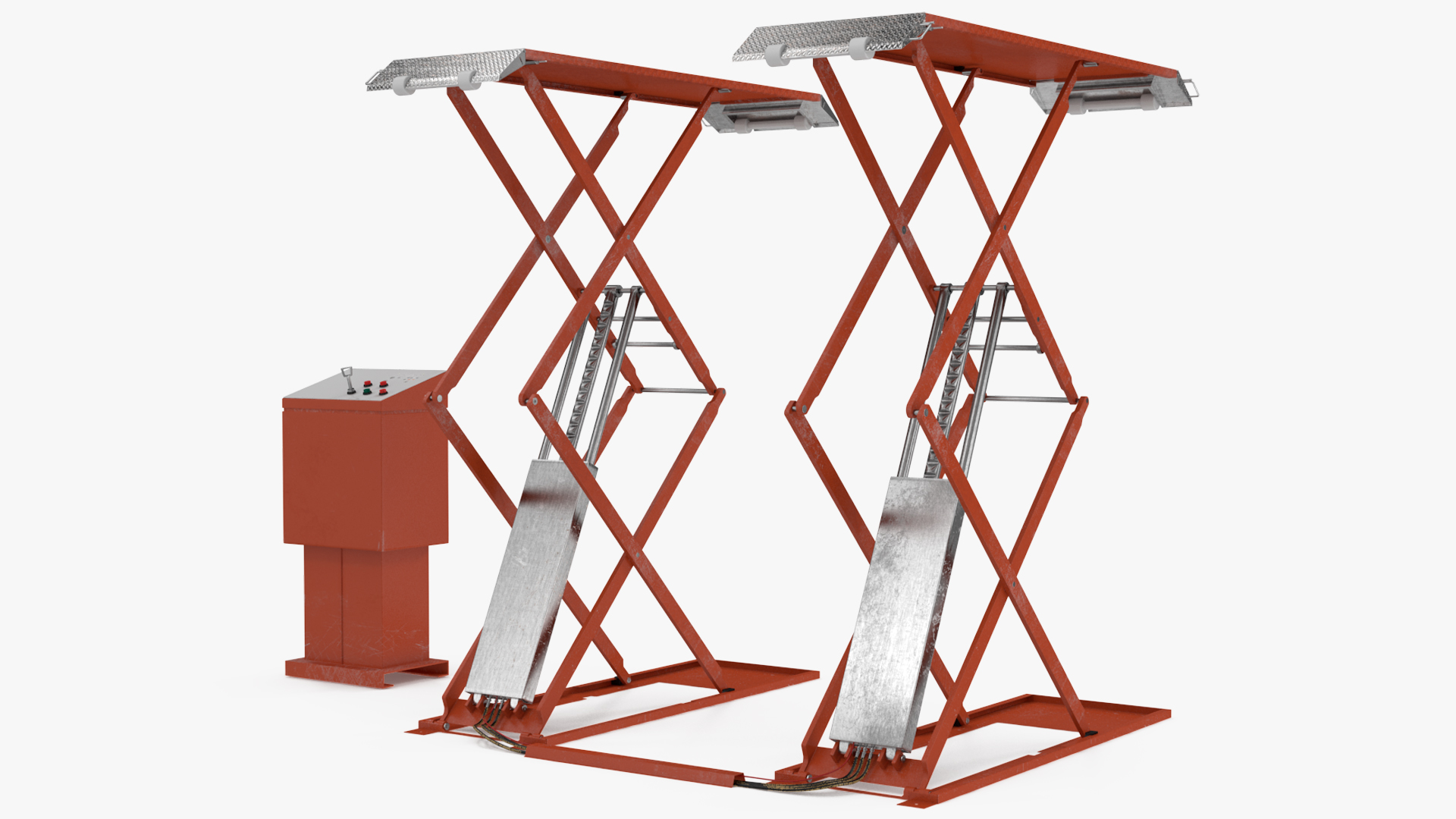 3D Industrial Car Lift Rigged
