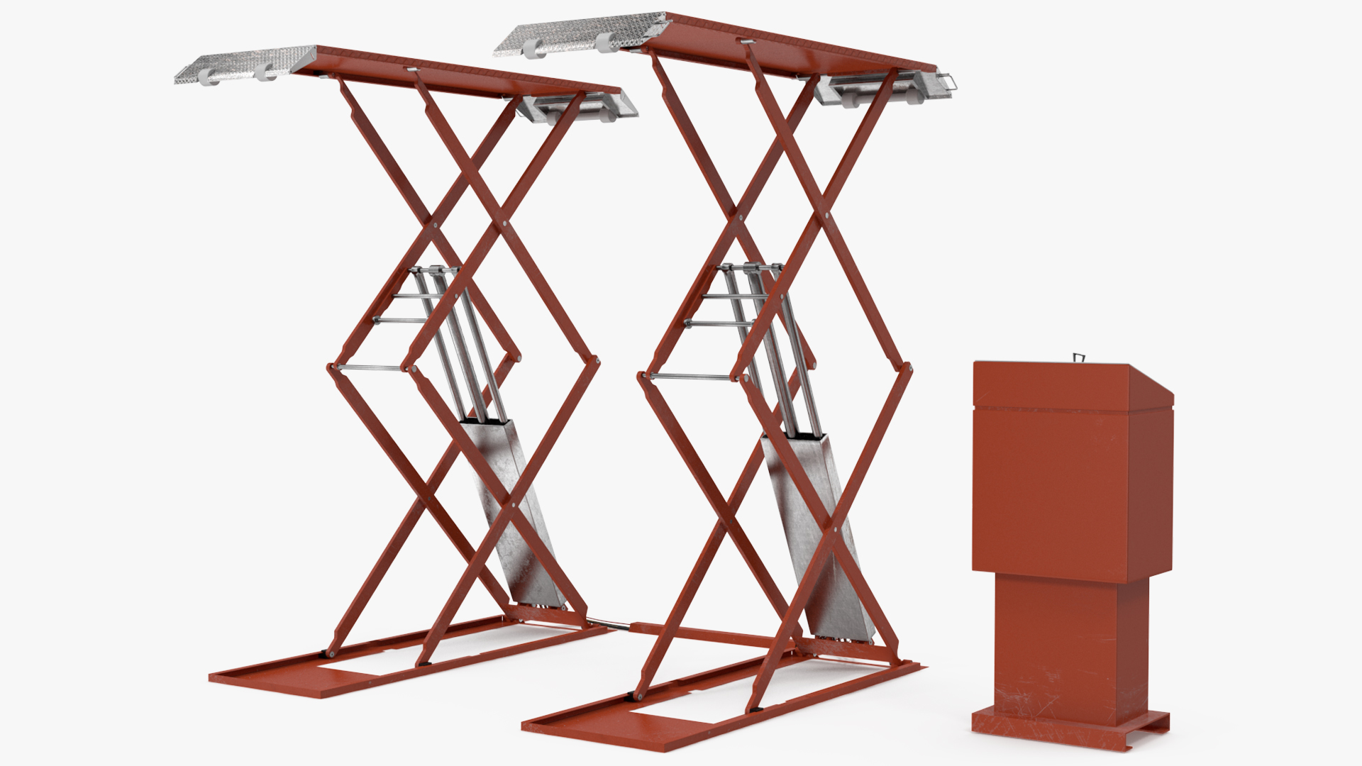 3D Industrial Car Lift Rigged