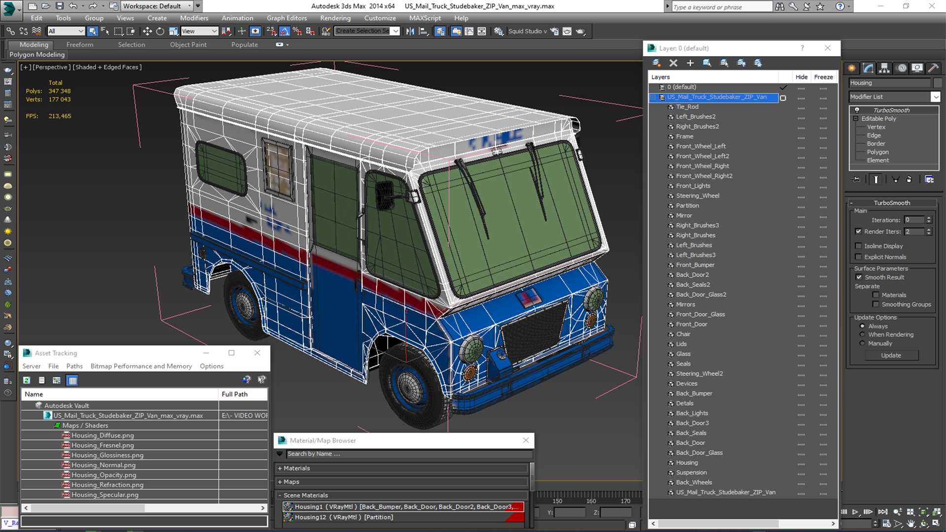 US Mail Truck Studebaker ZIP Van 3D