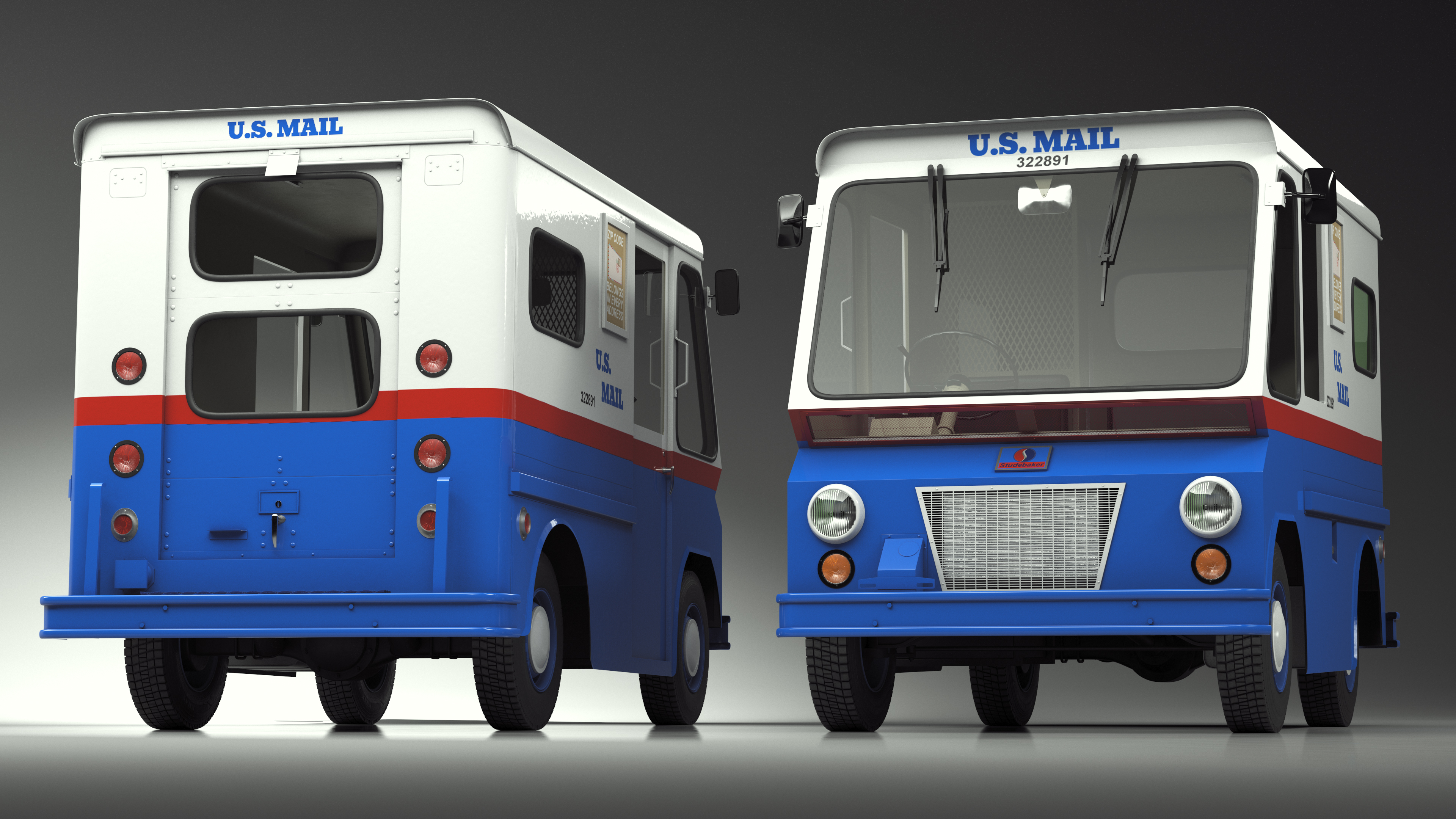 US Mail Truck Studebaker ZIP Van 3D