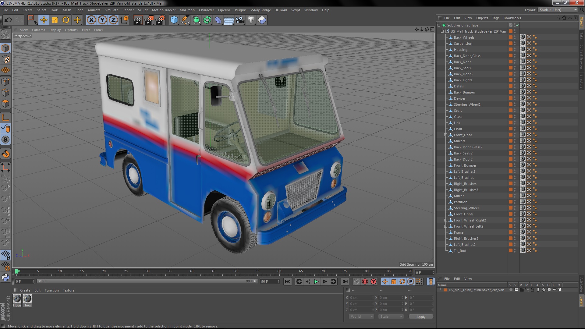 US Mail Truck Studebaker ZIP Van 3D