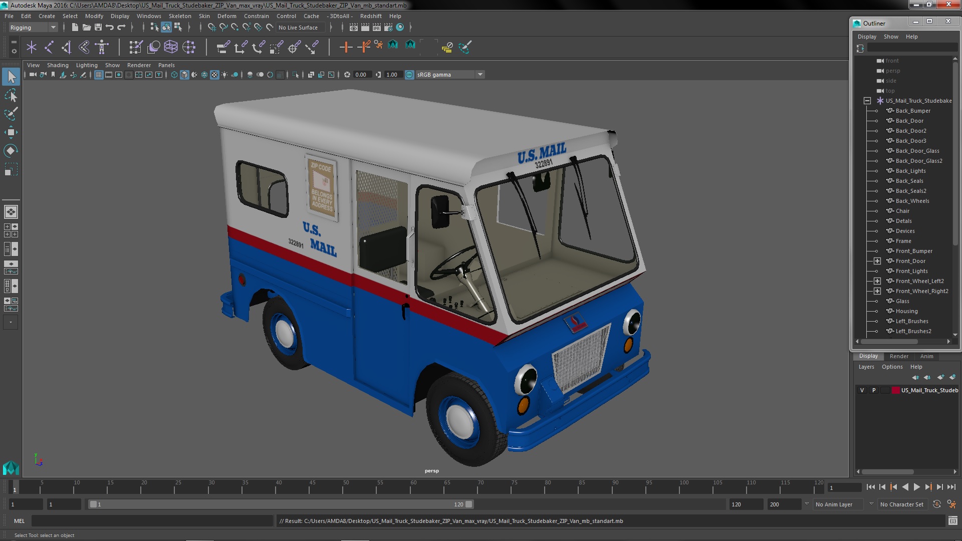 US Mail Truck Studebaker ZIP Van 3D