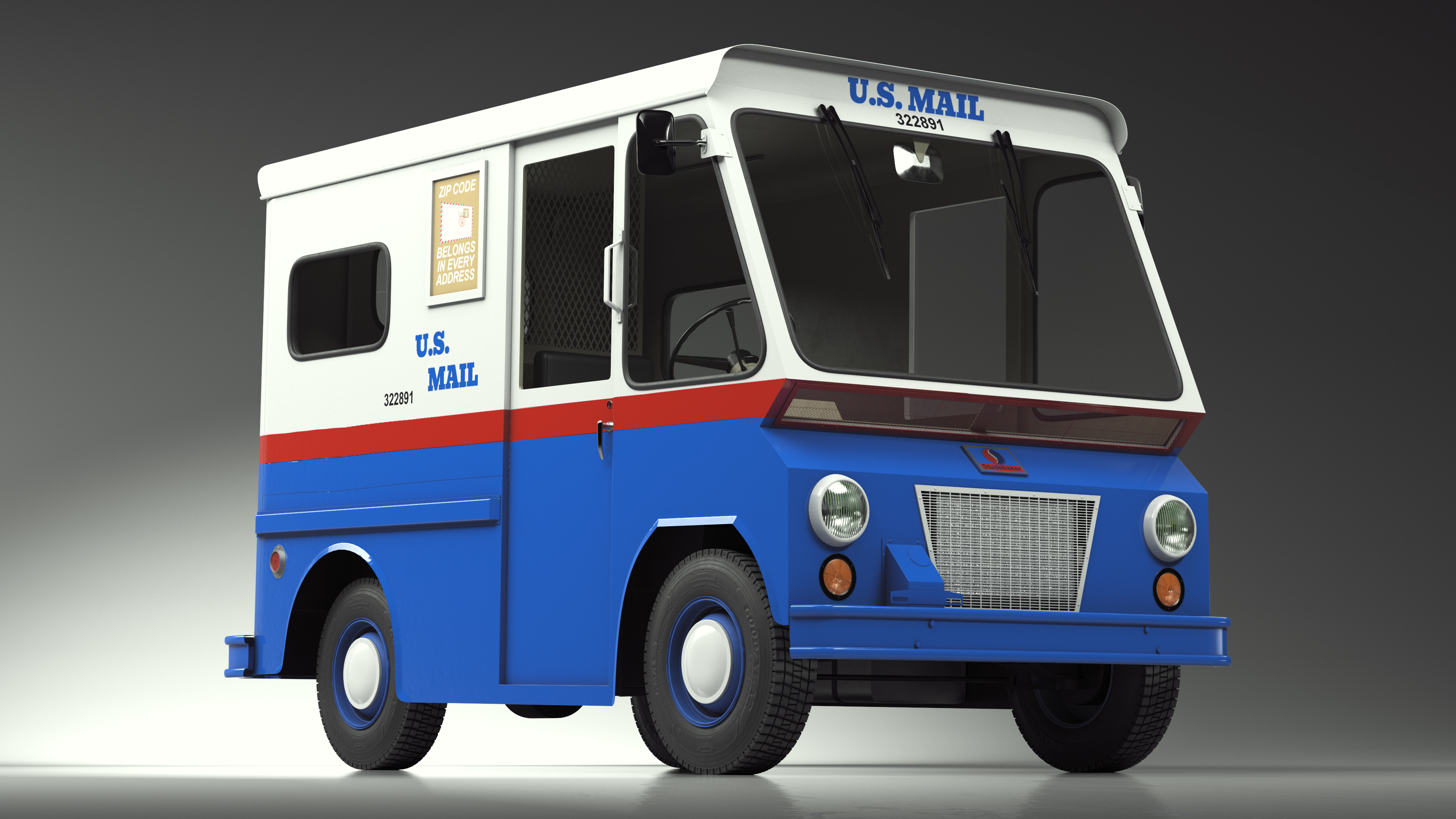 US Mail Truck Studebaker ZIP Van 3D