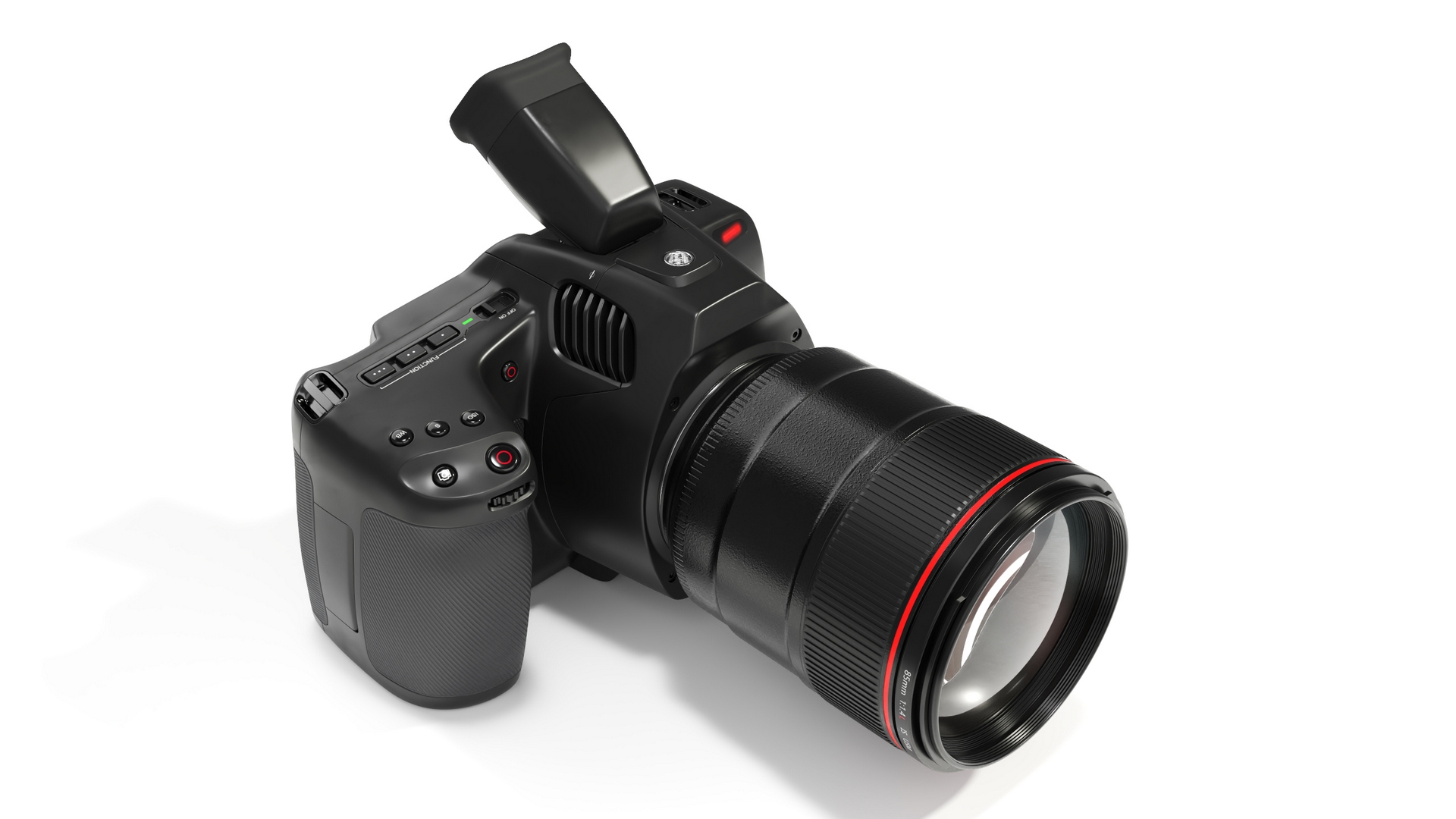 3D Professional Cinema Camera Premium Light On with Lens model