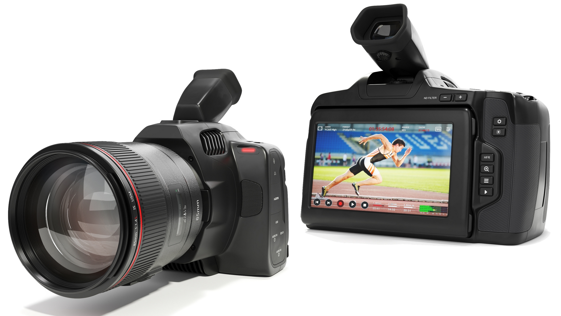 3D Professional Cinema Camera Premium Light On with Lens model