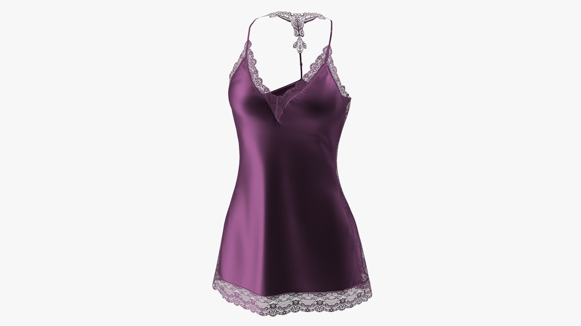 3D Women Sleepwear Satin Lace Purple model