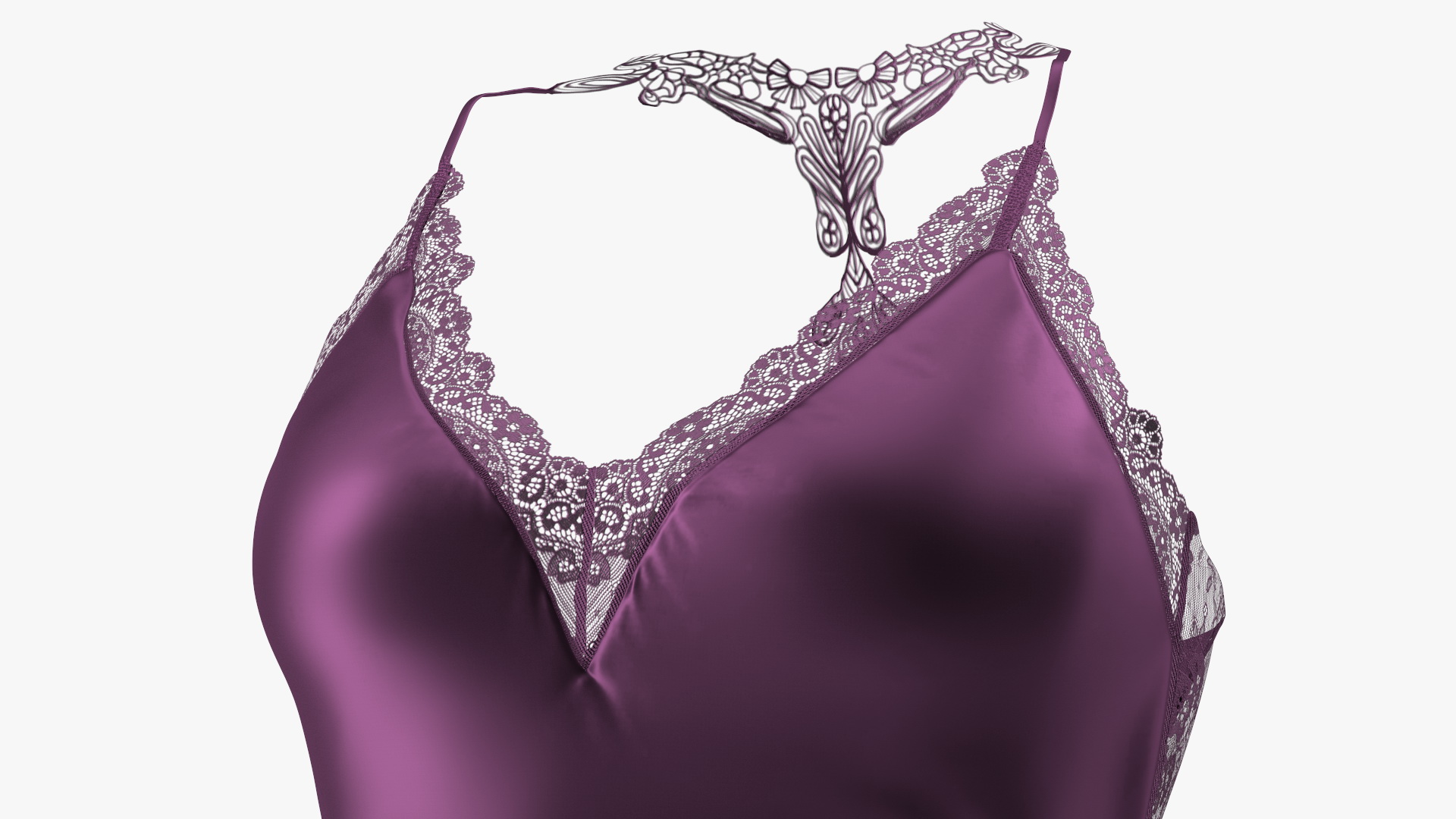 3D Women Sleepwear Satin Lace Purple model