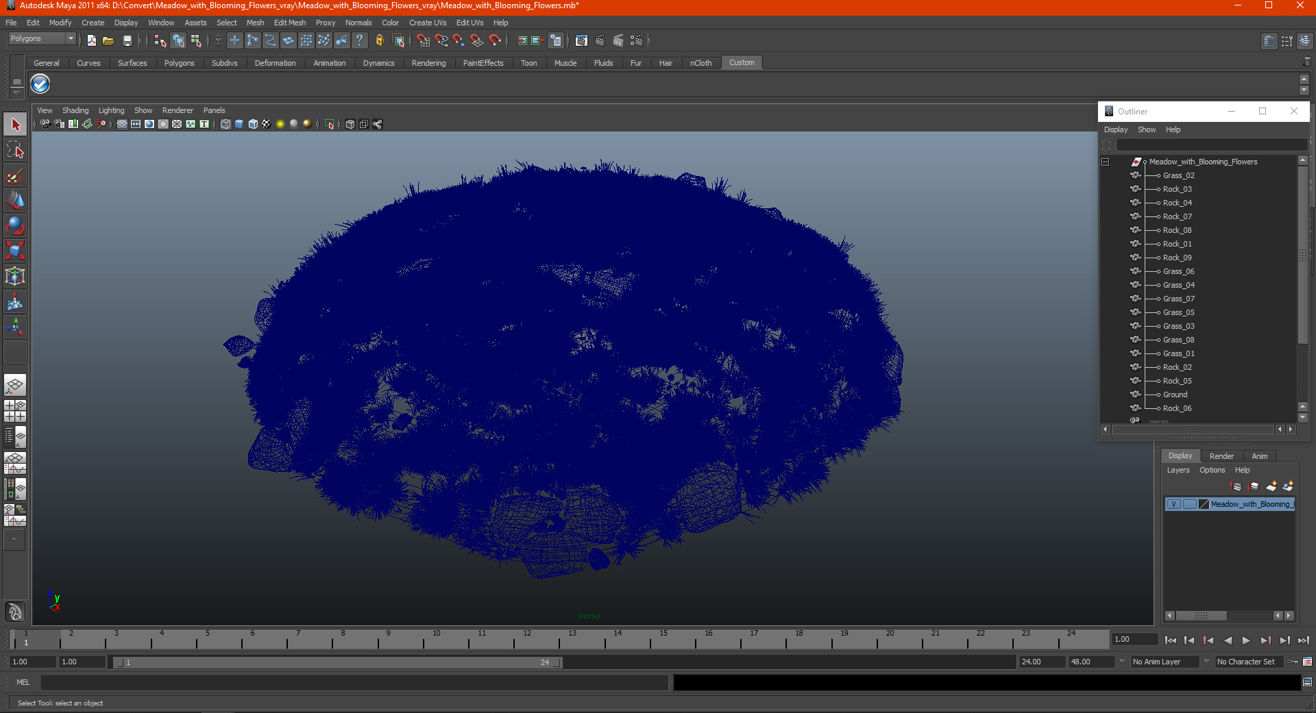 3D Meadow with Blooming Flowers model