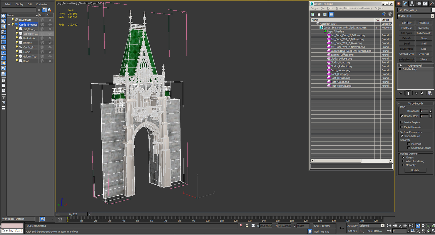 3D Castle Entrance with Clock