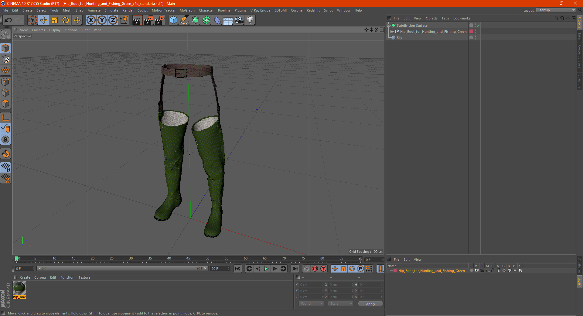 3D Hip Boot for Hunting and Fishing Green model