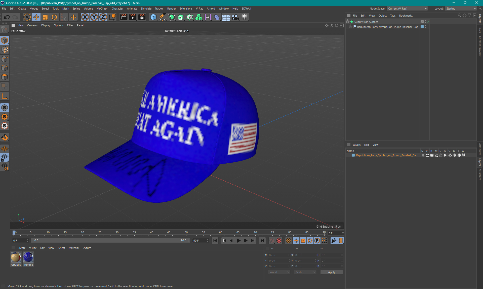 3D model Republican Party Symbol on Trump Baseball Cap