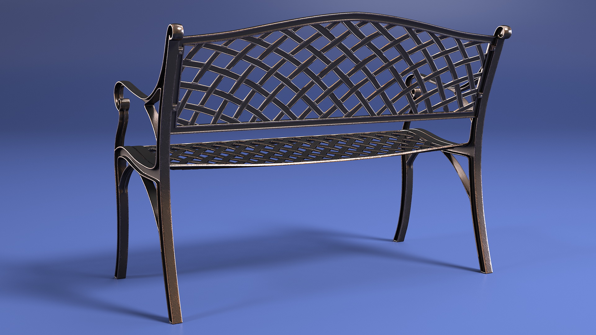 3D Outdoor Patio Garden Bench Bronze model