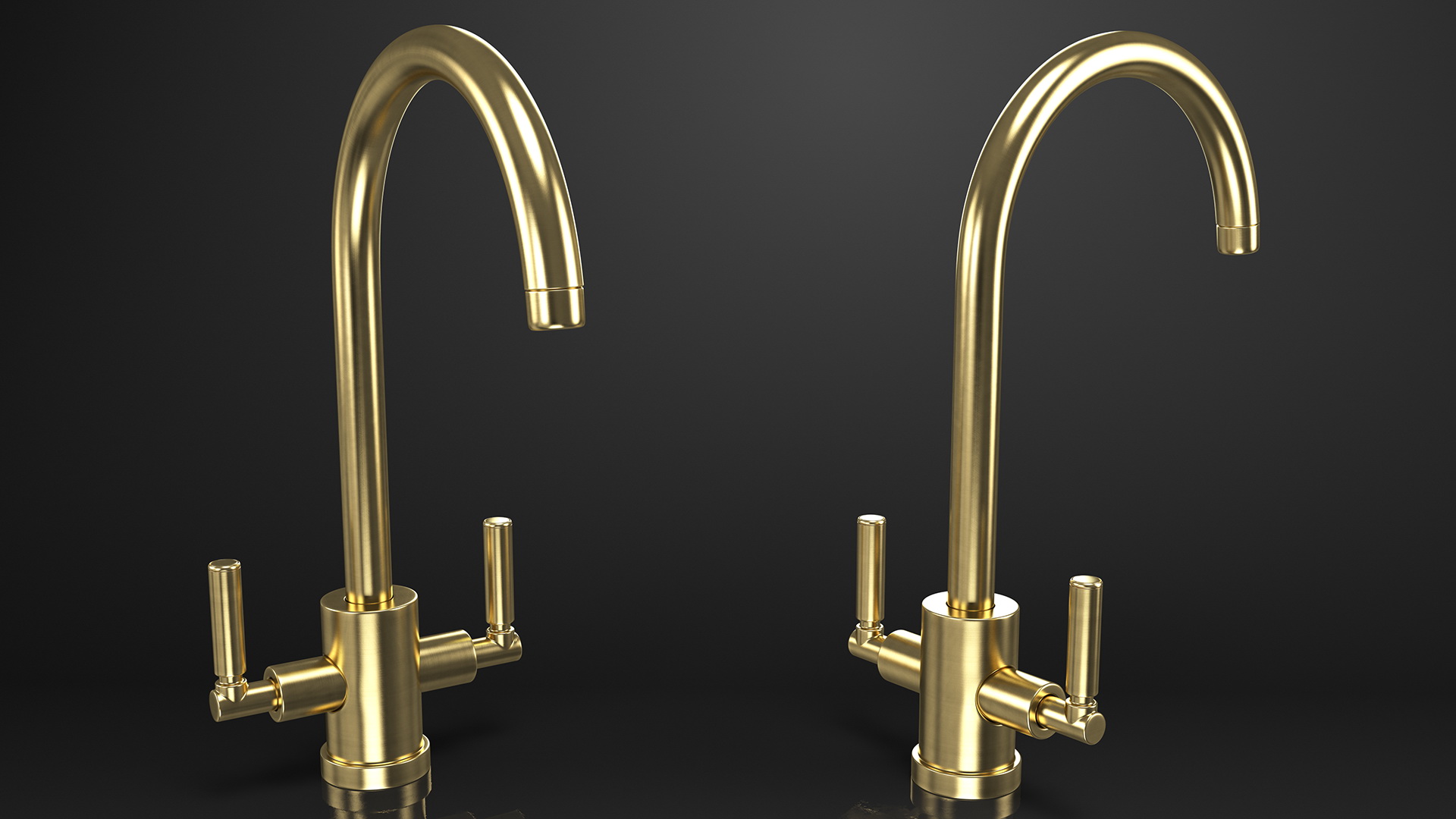 Monobloc Kitchen Tap Brushed Brass 3D model
