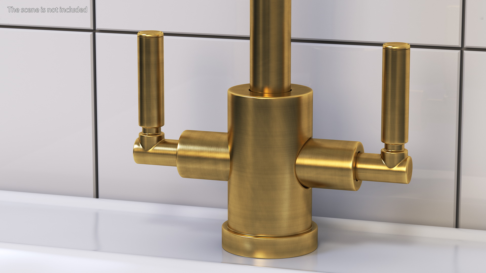 Monobloc Kitchen Tap Brushed Brass 3D model