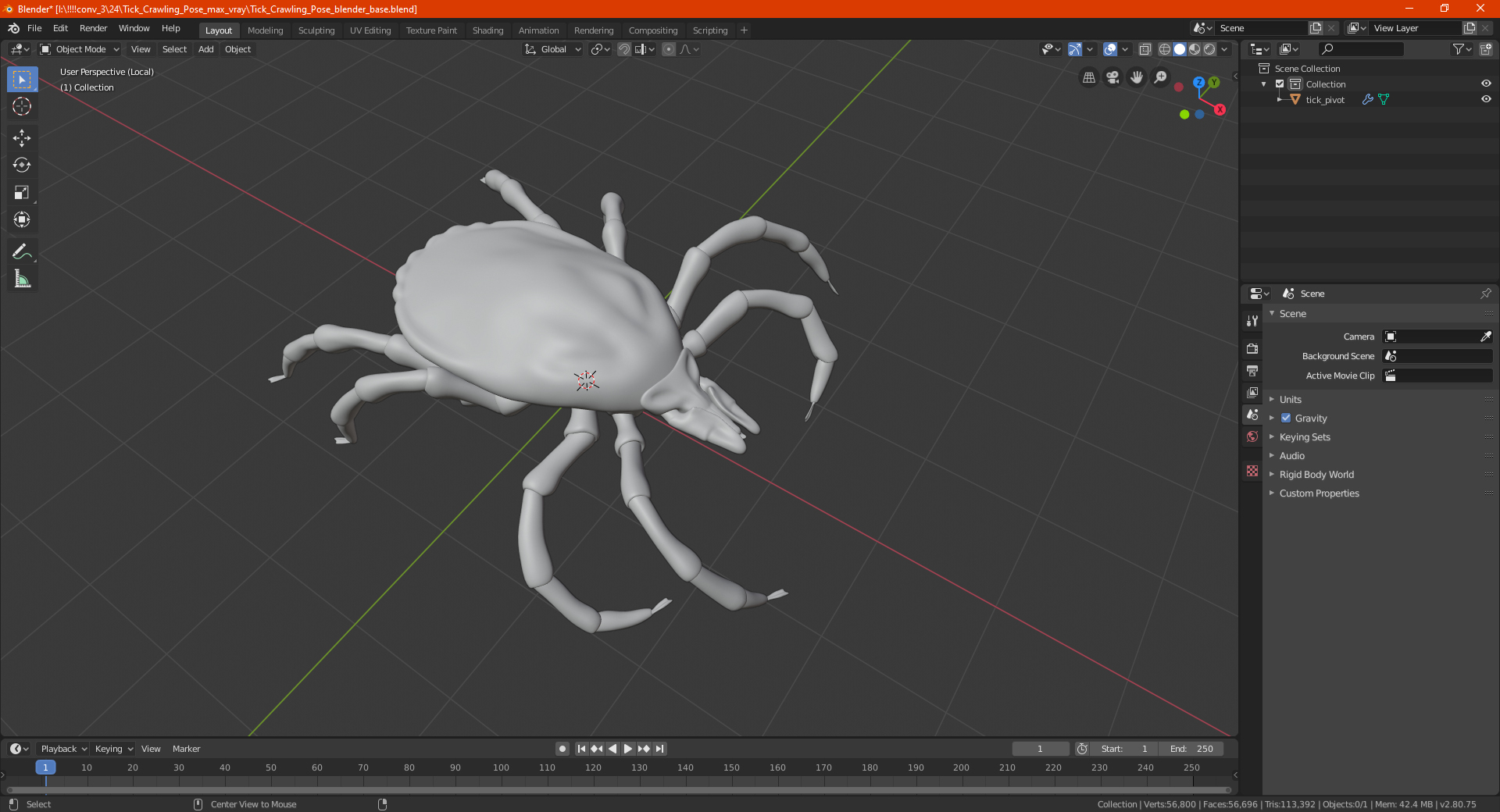 3D Tick Crawling Pose model