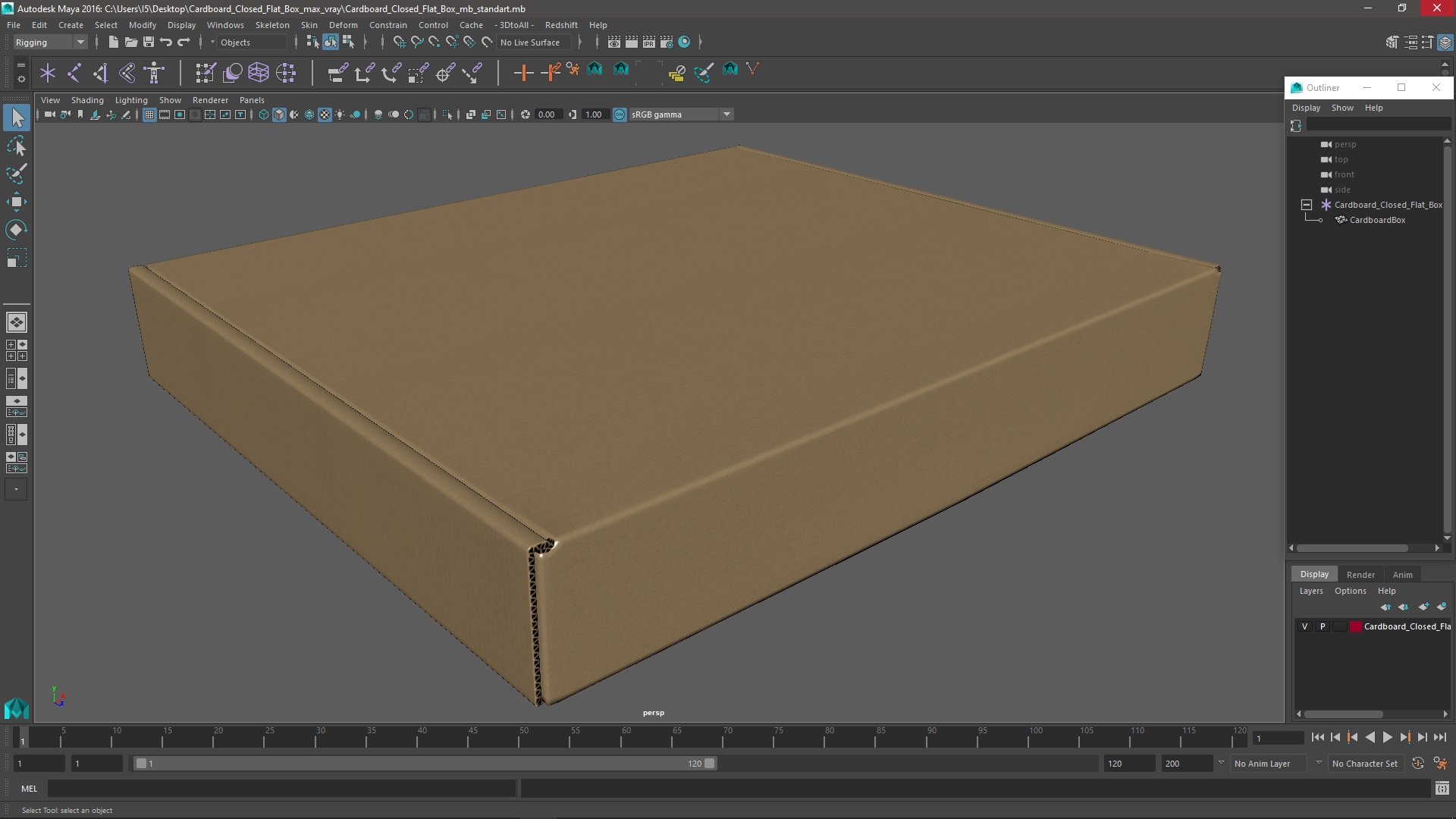 3D model Cardboard Closed Flat Box