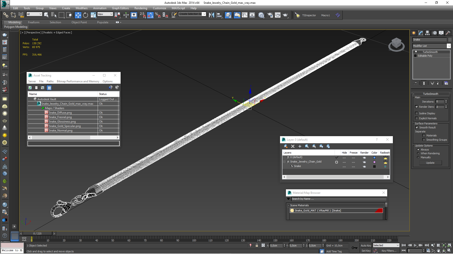 Snake Jewelry Chain Gold 3D model