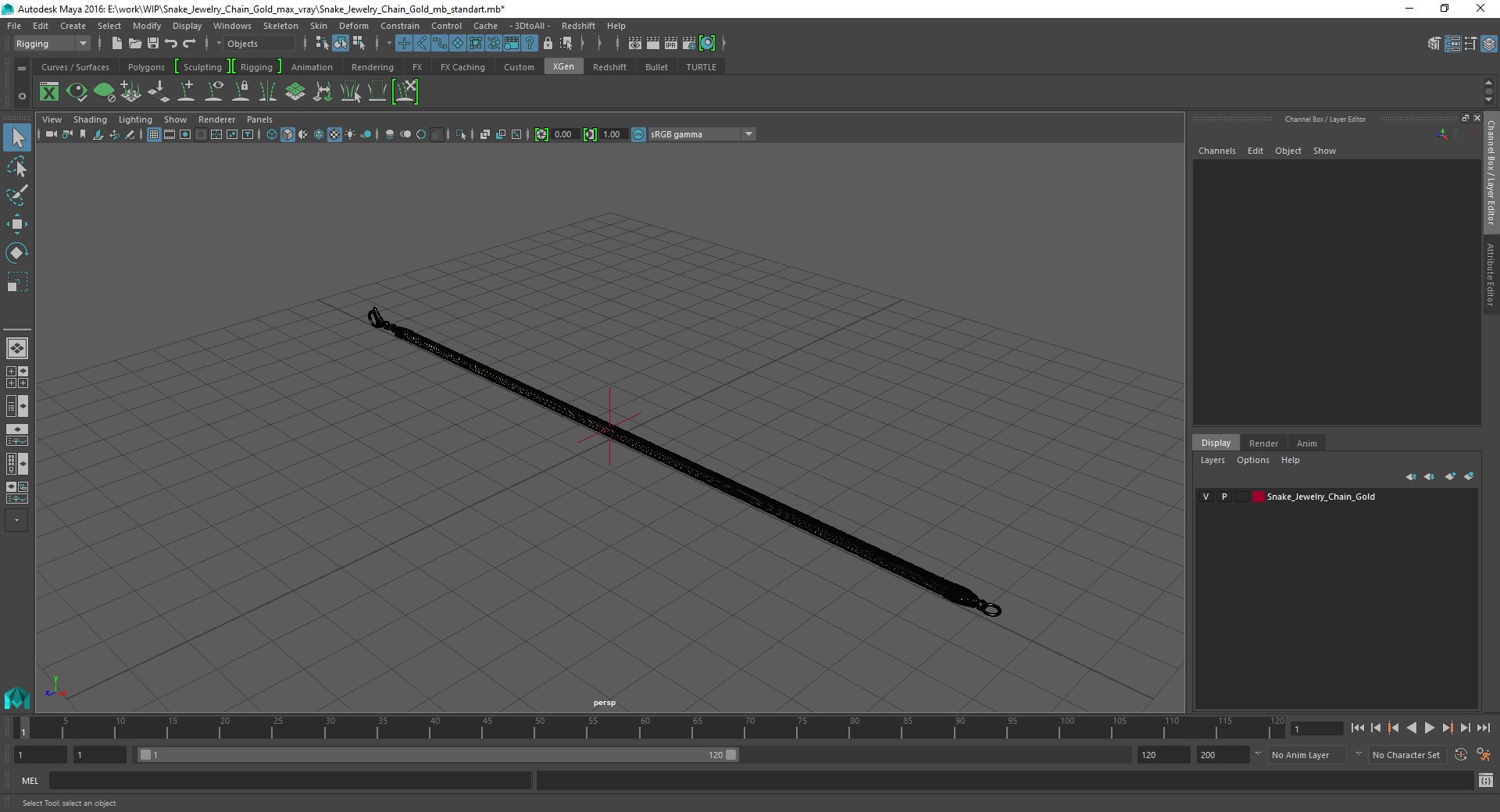 Snake Jewelry Chain Gold 3D model