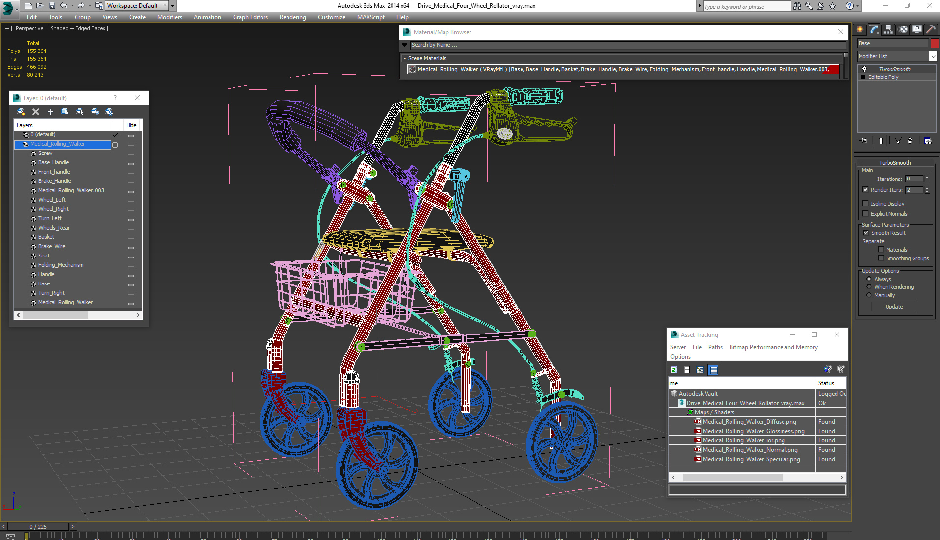 3D Drive Medical Four Wheel Rollator model