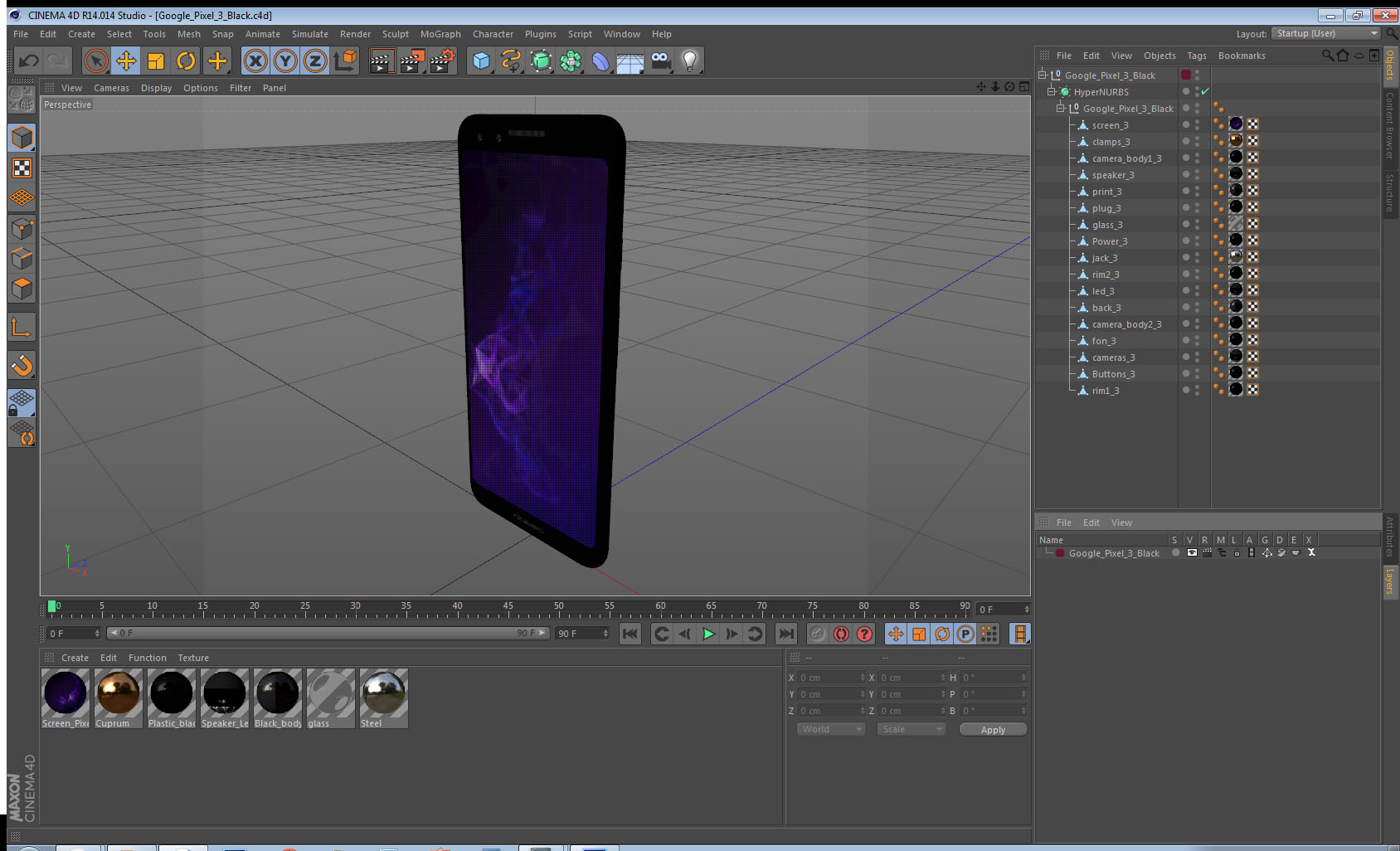3D model Google Pixel 3 Black