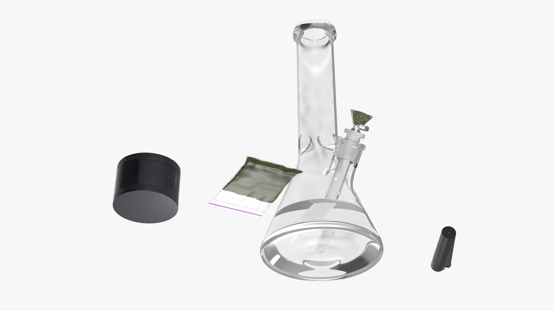 Glass Bong with Cannabis Grinder, view 3