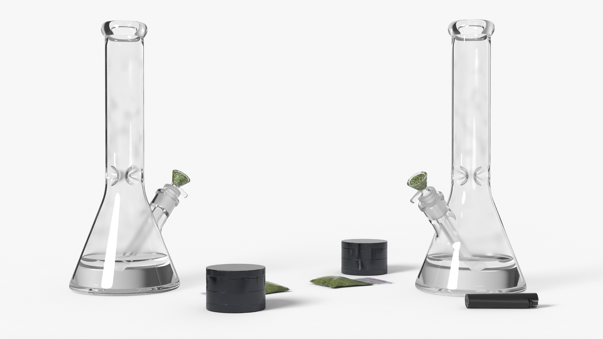 Glass Bong with Cannabis Grinder, view 2
