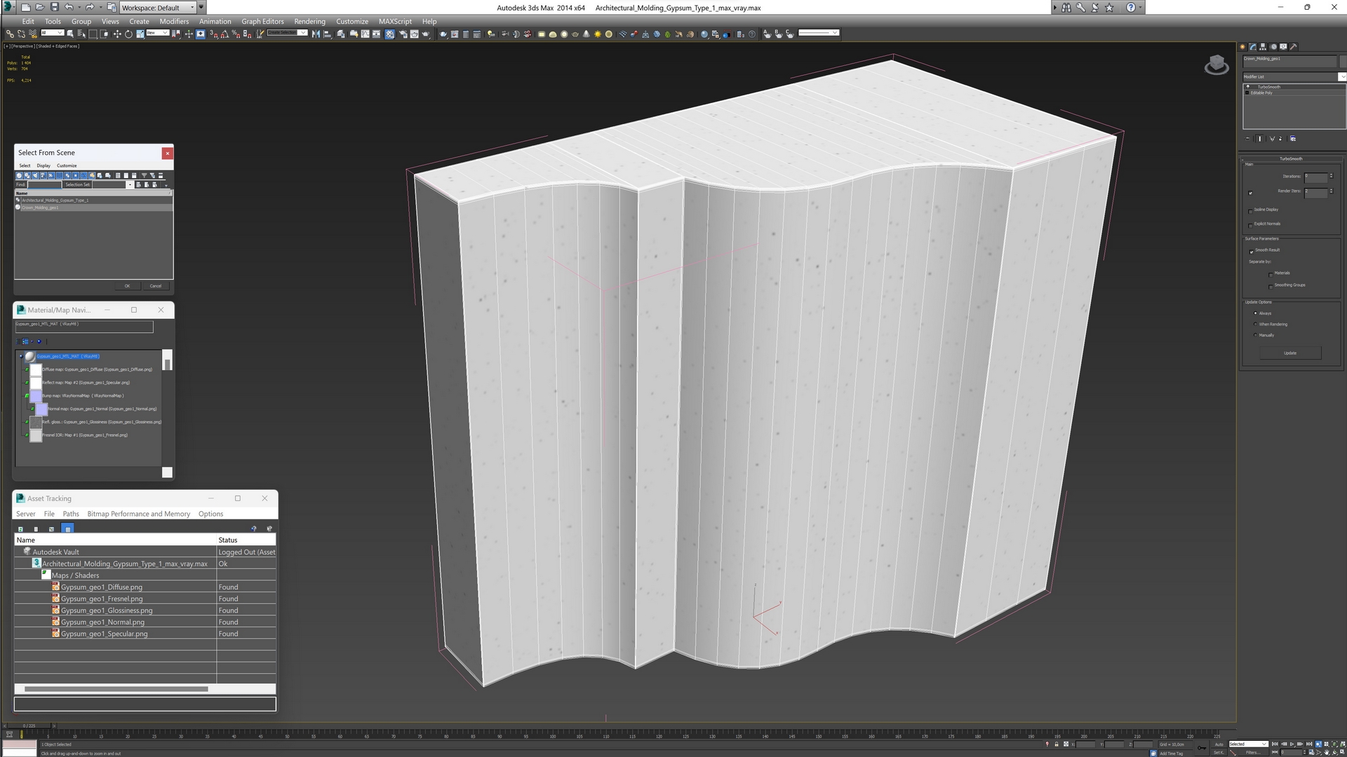 3D model Architectural Molding Gypsum Type 1
