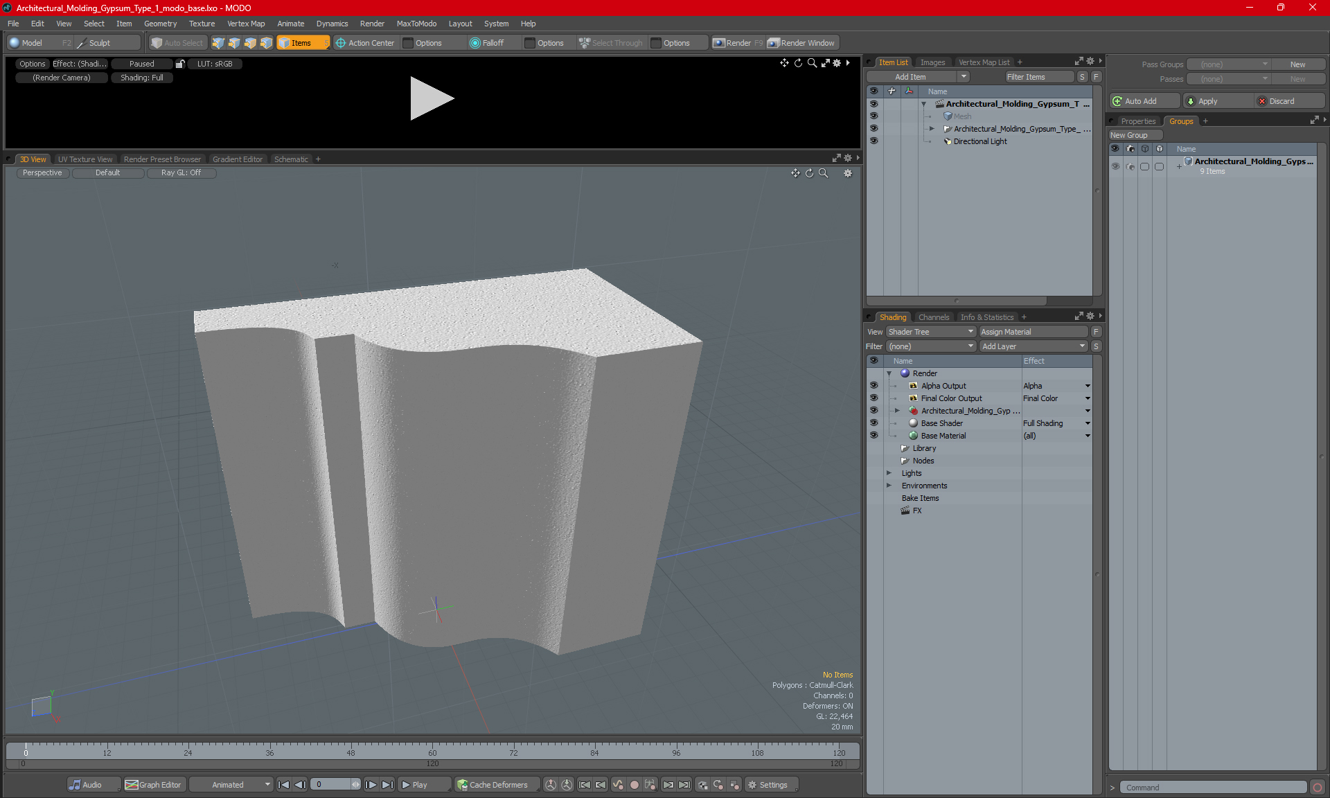 3D model Architectural Molding Gypsum Type 1