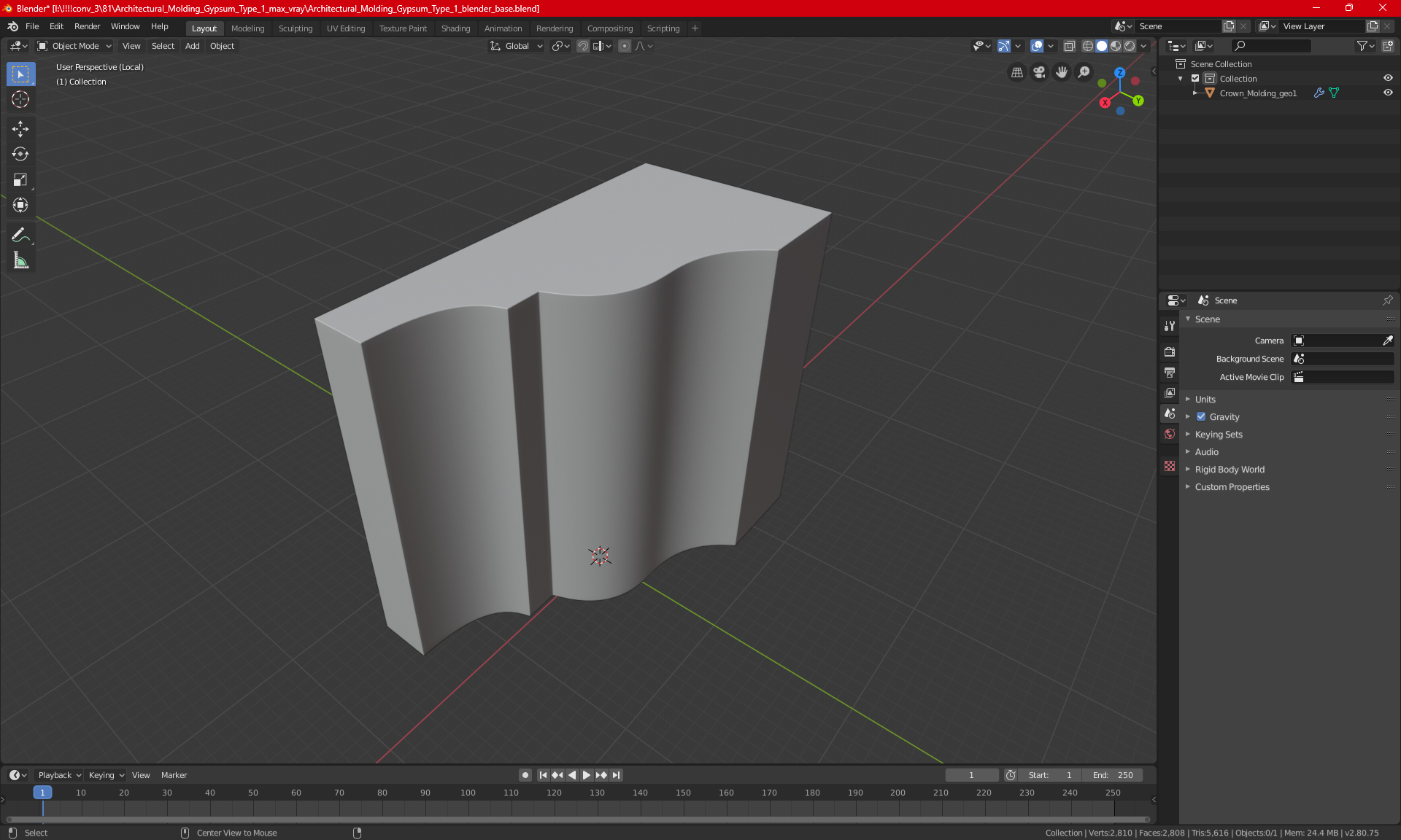 3D model Architectural Molding Gypsum Type 1