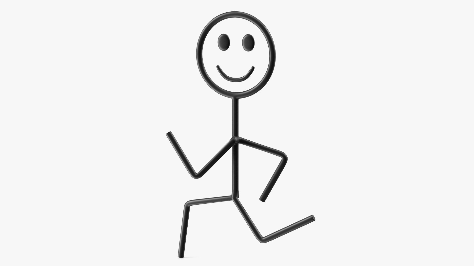 3D Stick Figure Running Pose Black