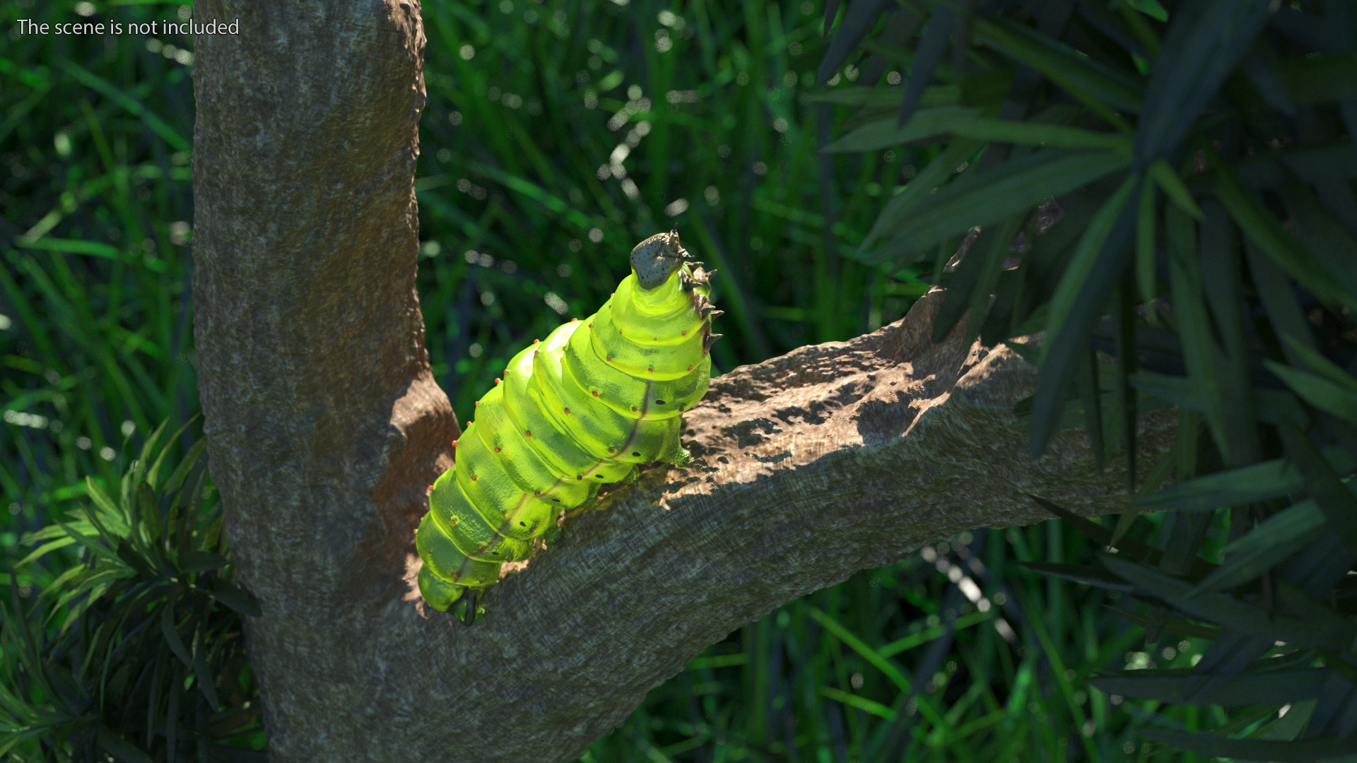 3D model Silkworm Green Rigged for Cinema 4D