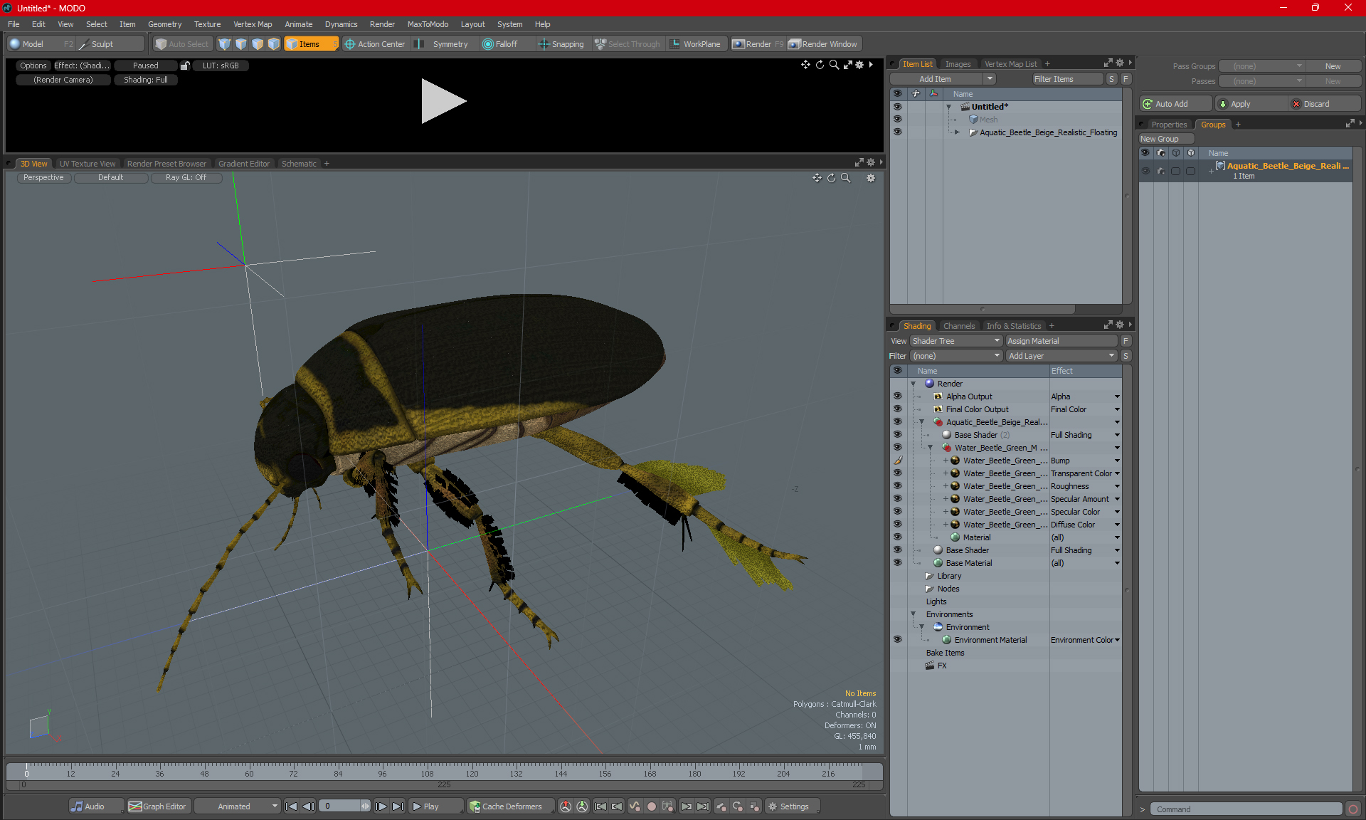 Aquatic Beetle Brown Floating 3D model