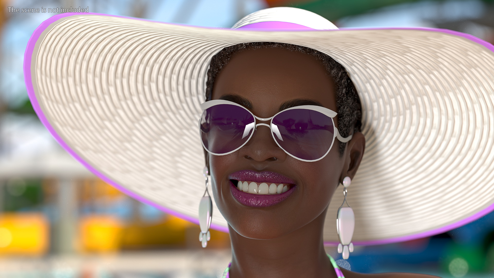 3D Dark Skinned Bikini Girl Standing Pose model