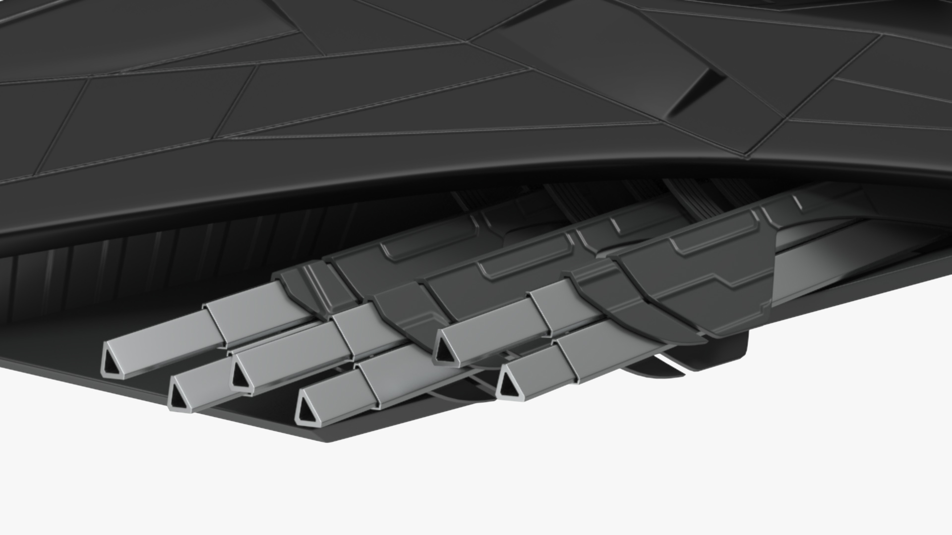Futuristic Space Fighter Starship Black 3D model