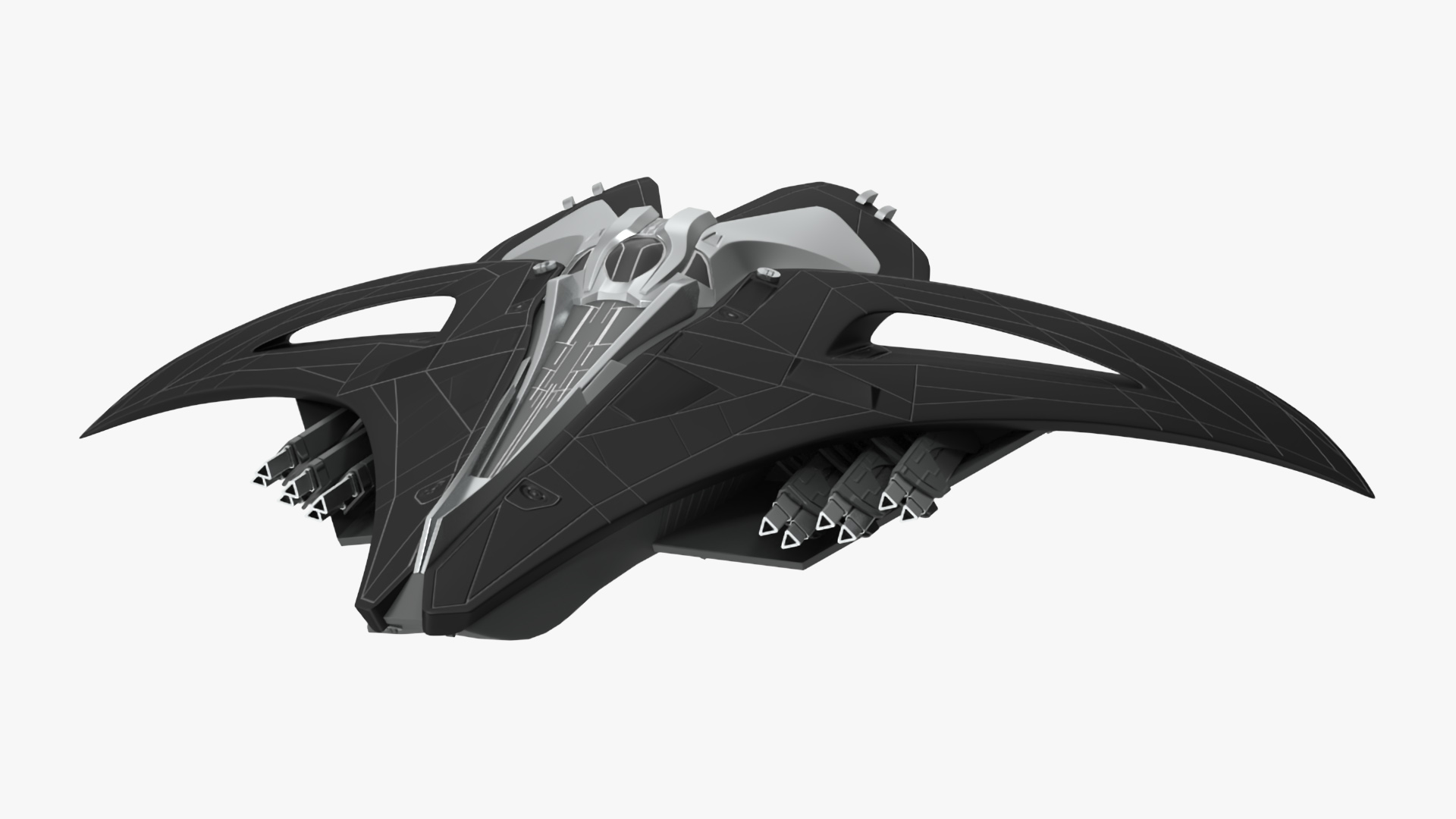 Futuristic Space Fighter Starship Black 3D model