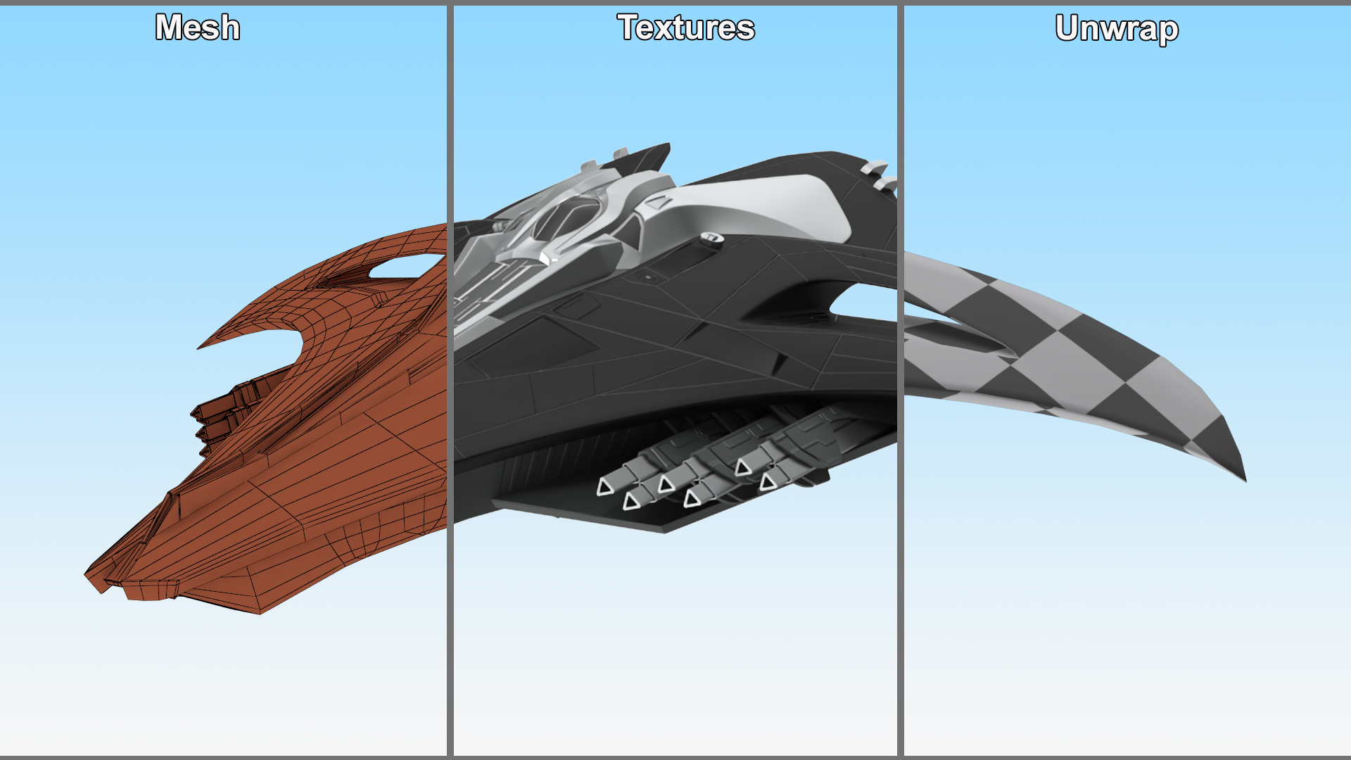 Futuristic Space Fighter Starship Black 3D model