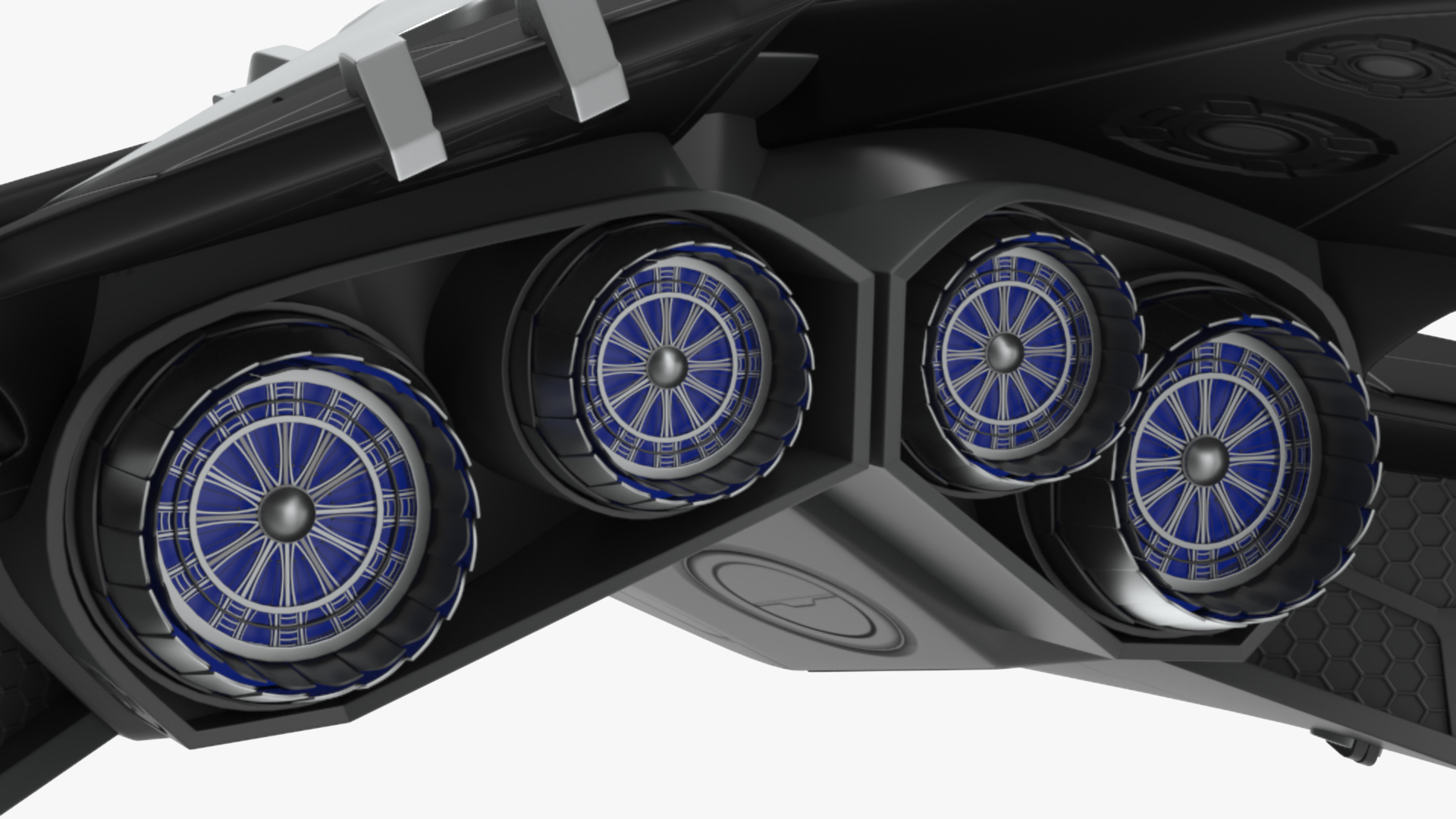 Futuristic Space Fighter Starship Black 3D model