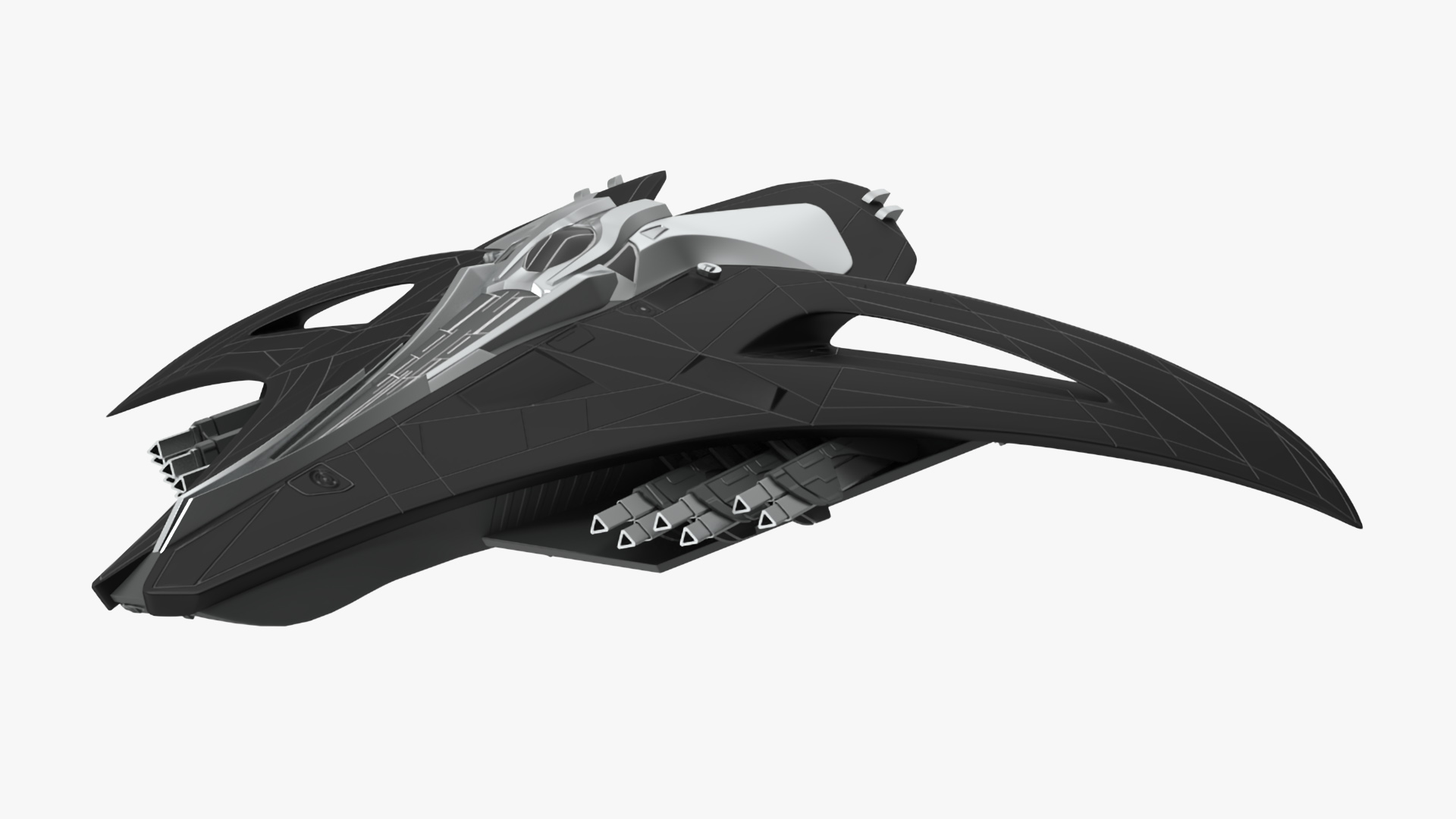 Futuristic Space Fighter Starship Black 3D model