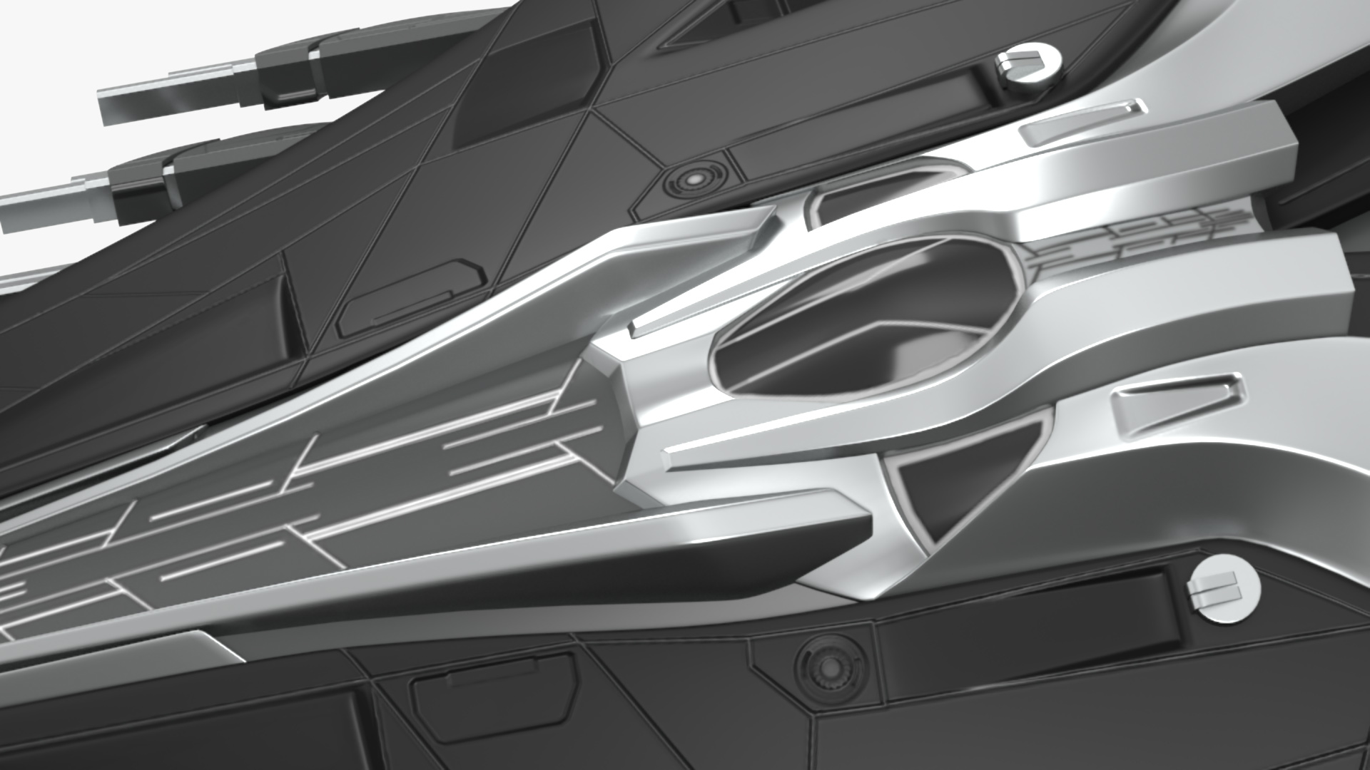 Futuristic Space Fighter Starship Black 3D model