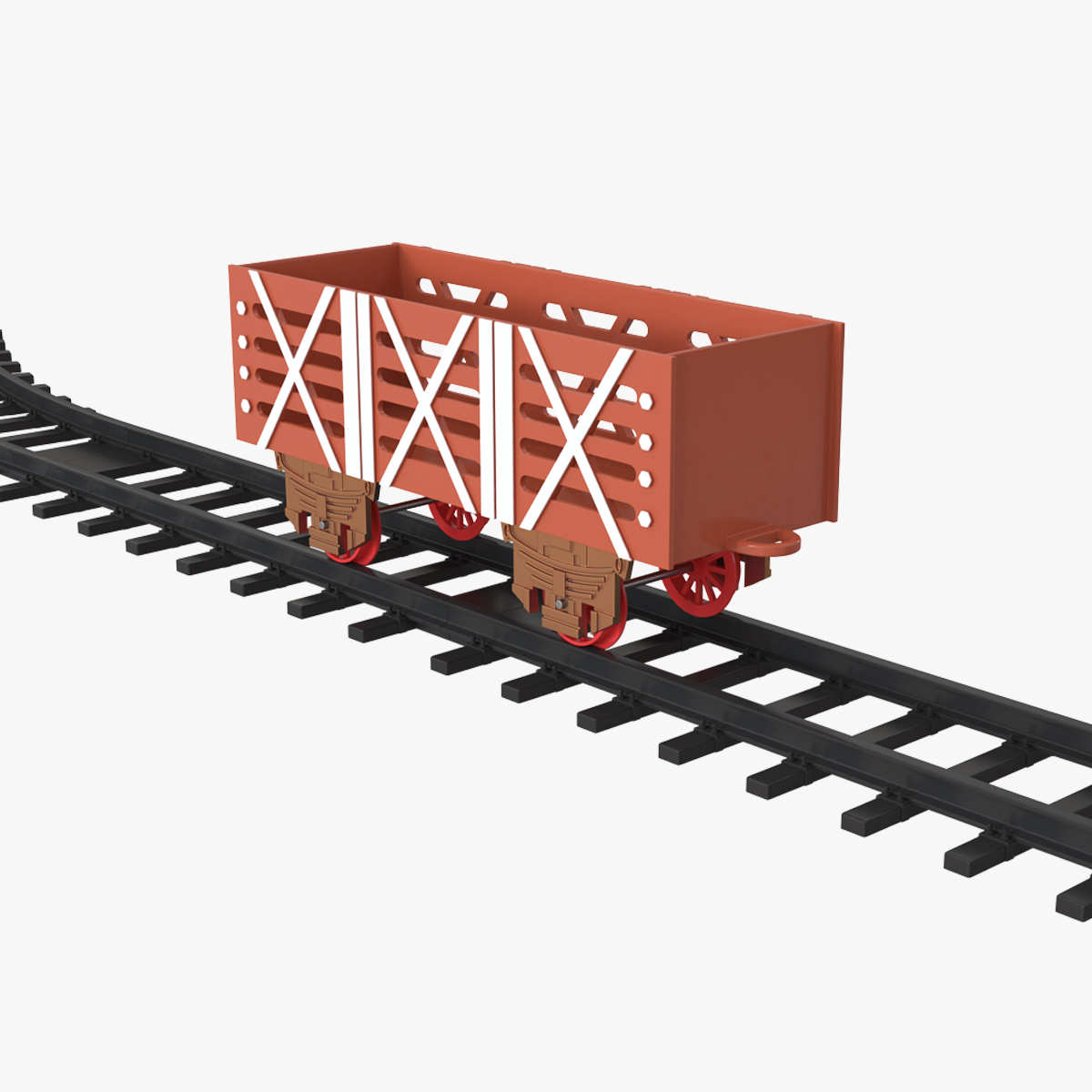 Toy Railway Wagon with Rails 3D Model