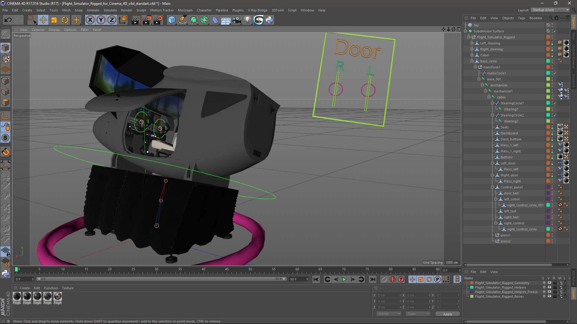 Flight Simulator Rigged for Cinema 4D 3D