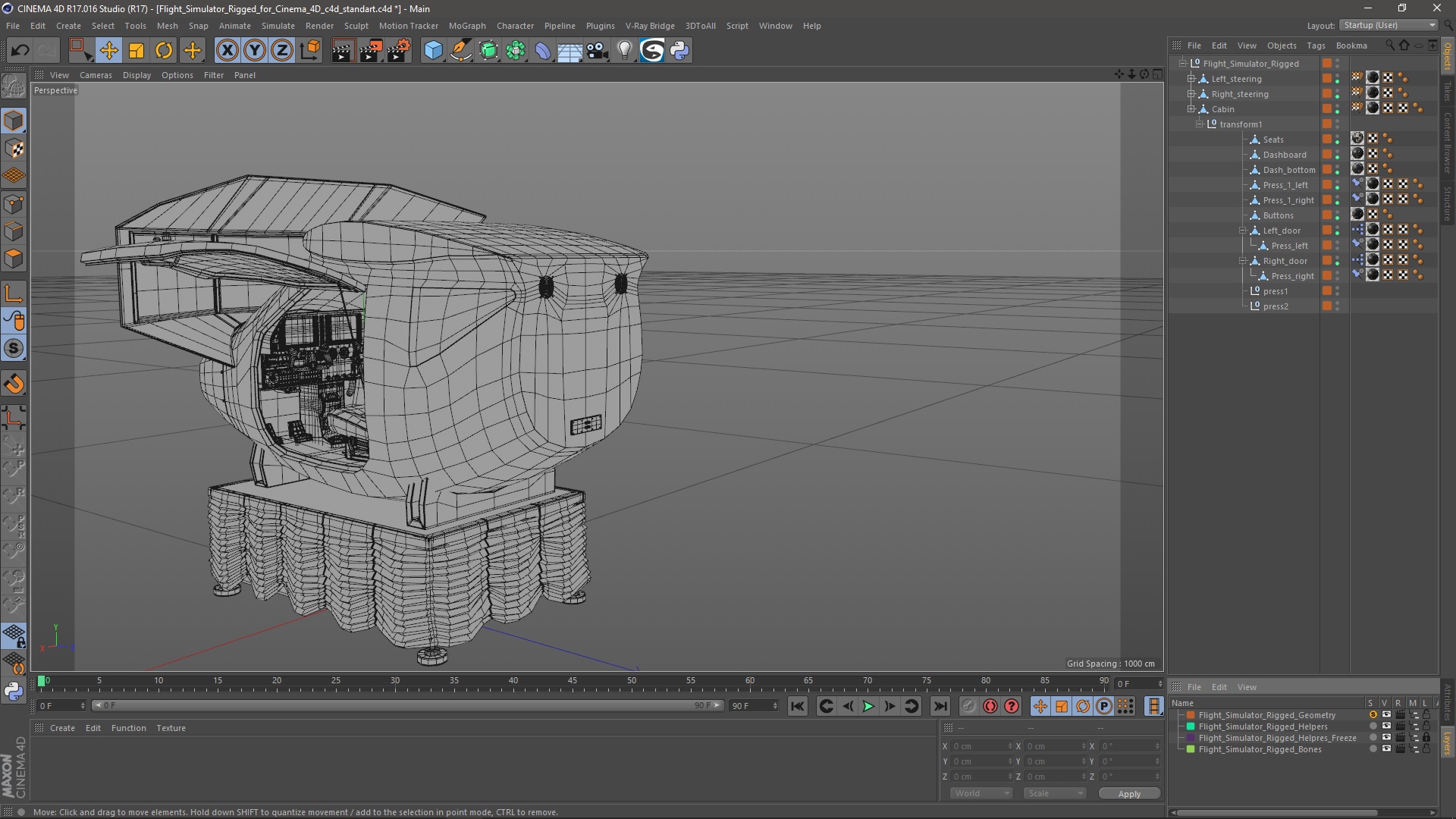 Flight Simulator Rigged for Cinema 4D 3D